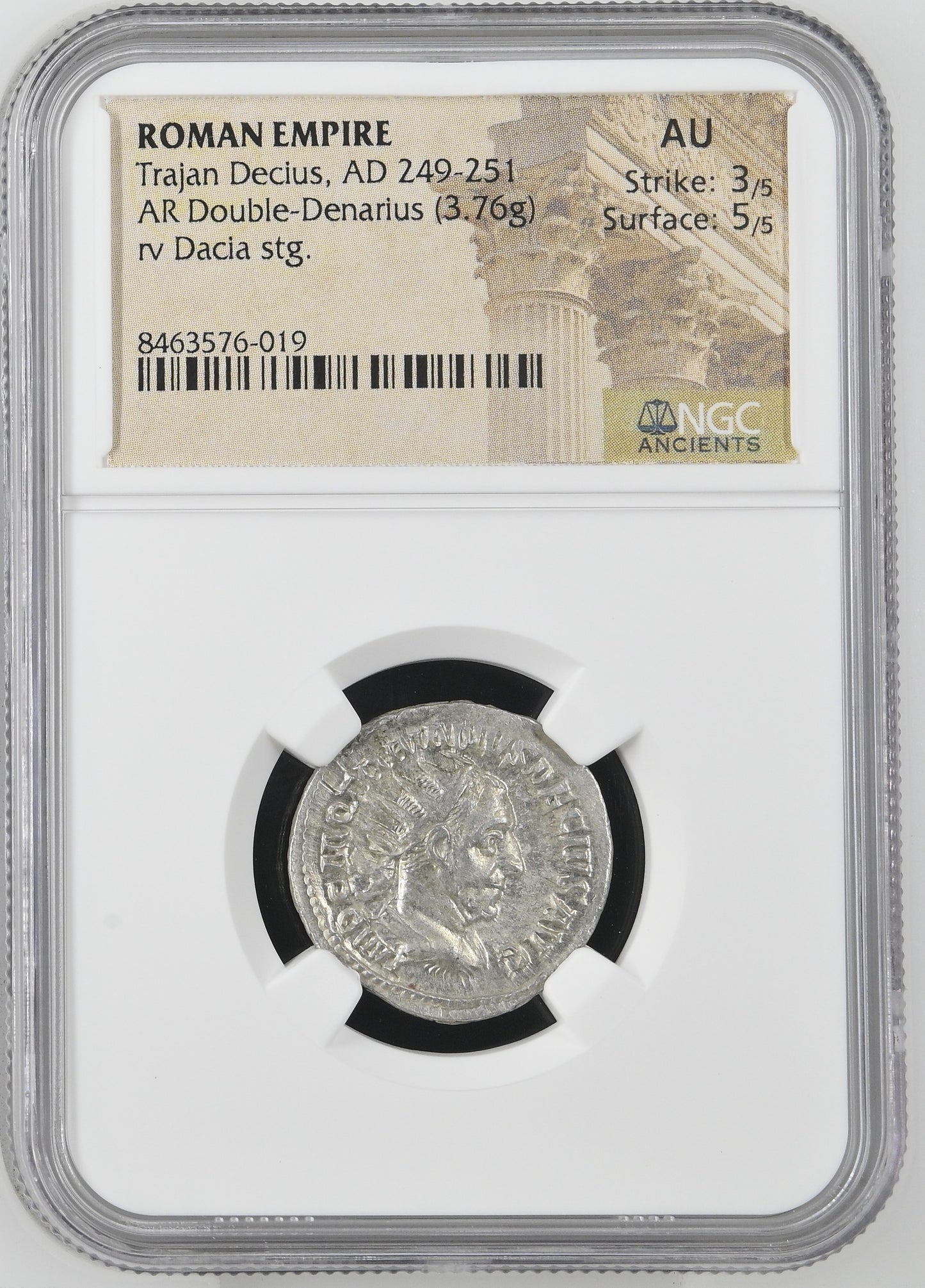Roman Empire - Trajan Decius - Silver Double-Denarius - NGC AU - RIC:12b