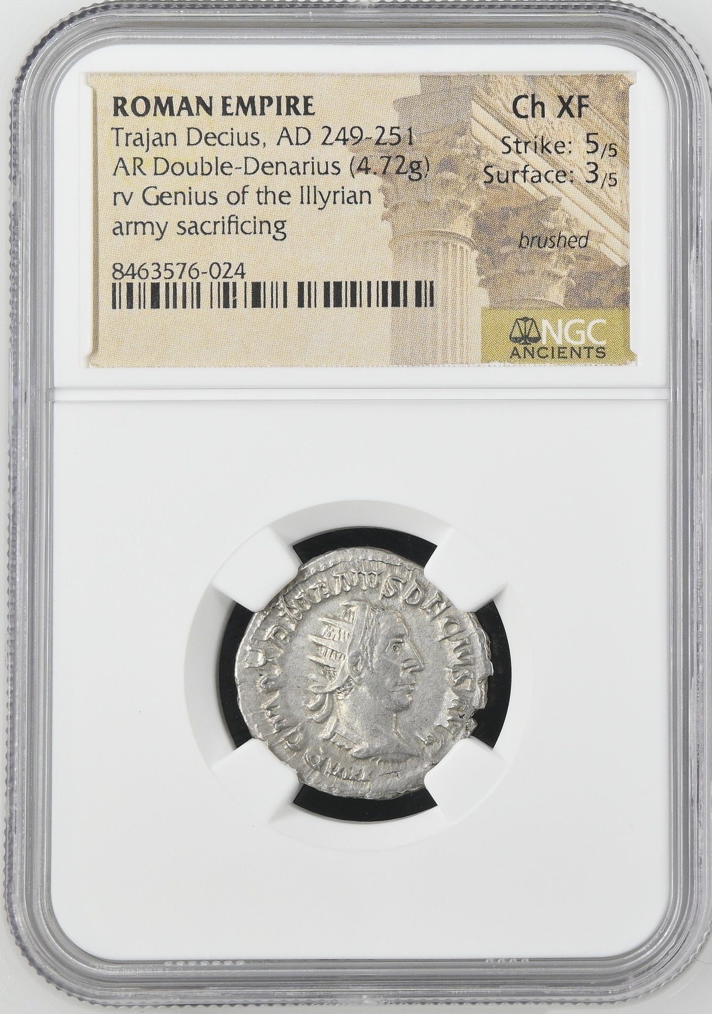 Roman Empire - Trajan Decius - Silver Double-Denarius - NGC Ch XF - RIC:16c