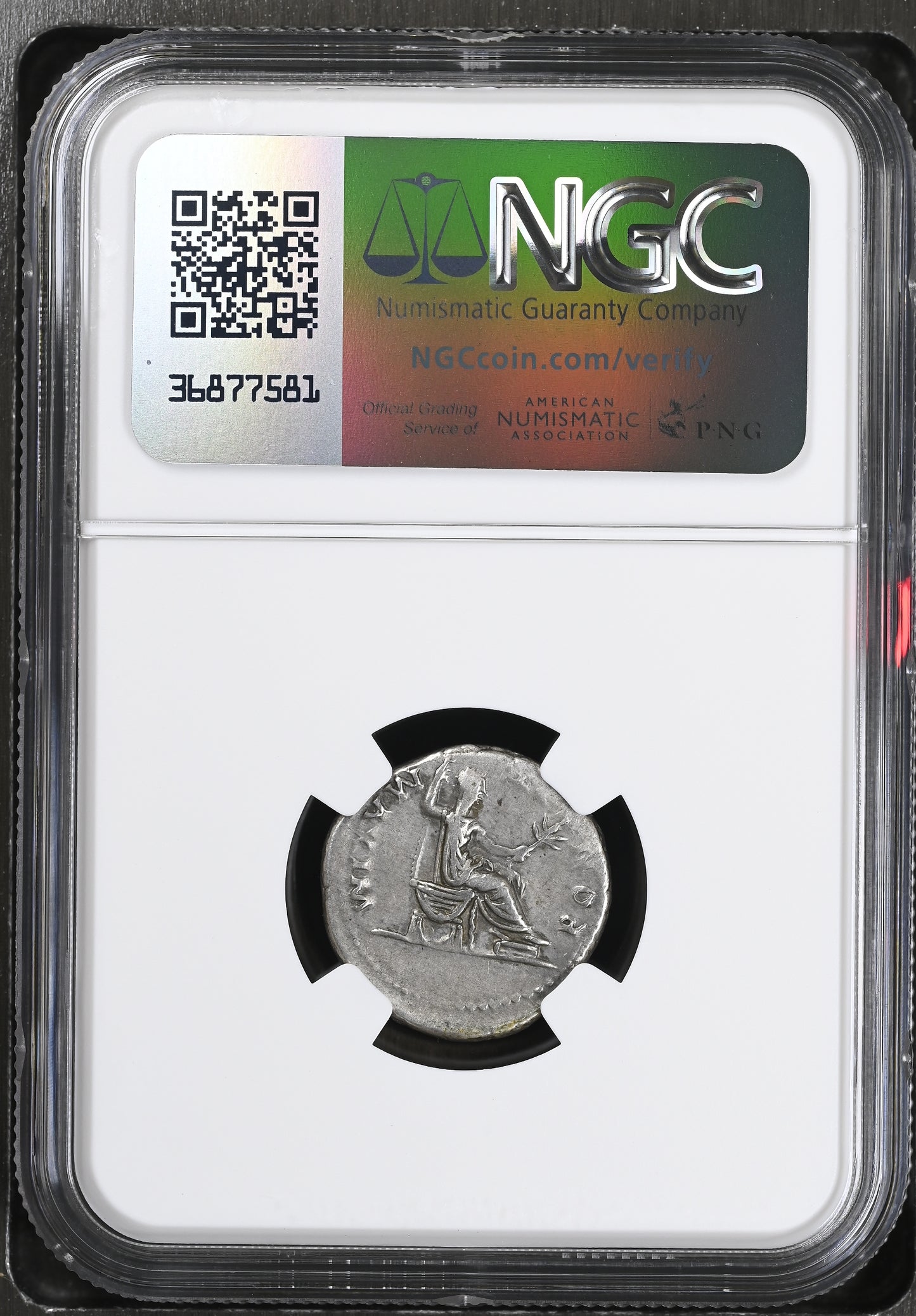 Roman Empire - Vespasian - Silver Denarius - NGC Ch VF - RIC:546