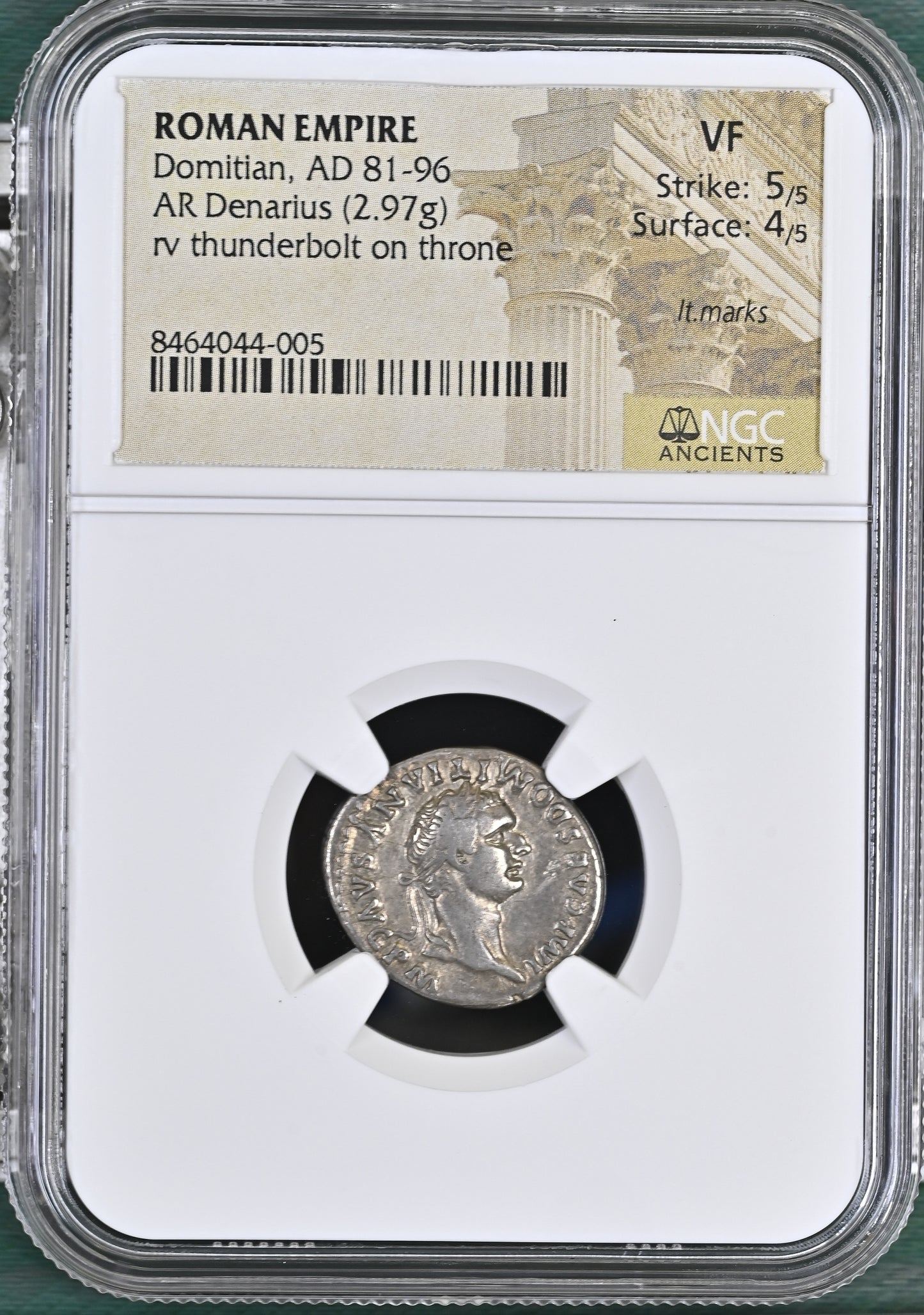 Roman Empire - Domitian - Silver Denarius - NGC VF - RIC:70
