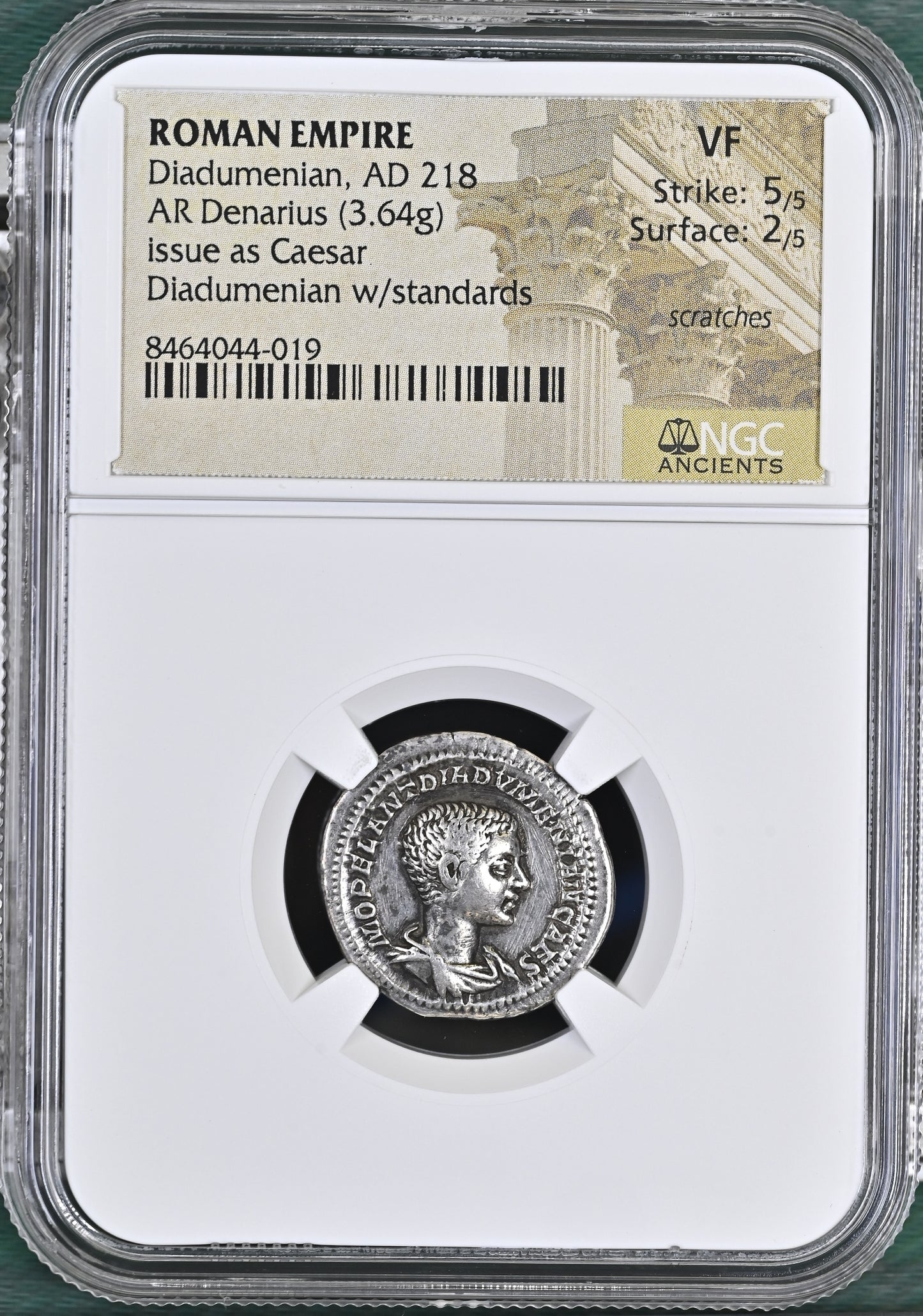 Roman Empire - Diadumenian - Silver Denarius - NGC VF - RIC:102a