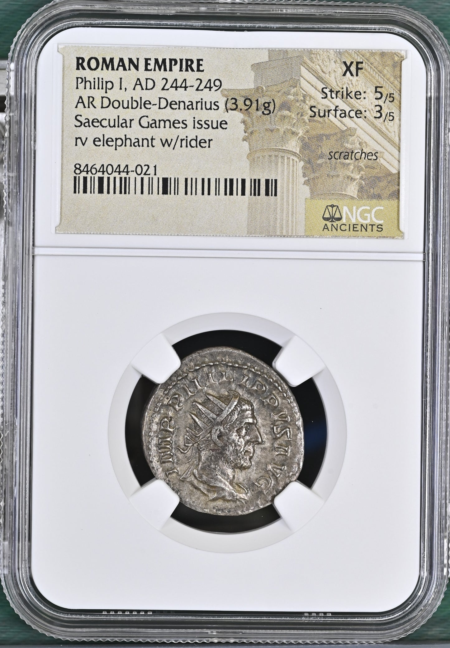 Roman Empire - Philip I - Silver Double-Denarius - NGC XF - RIC:58