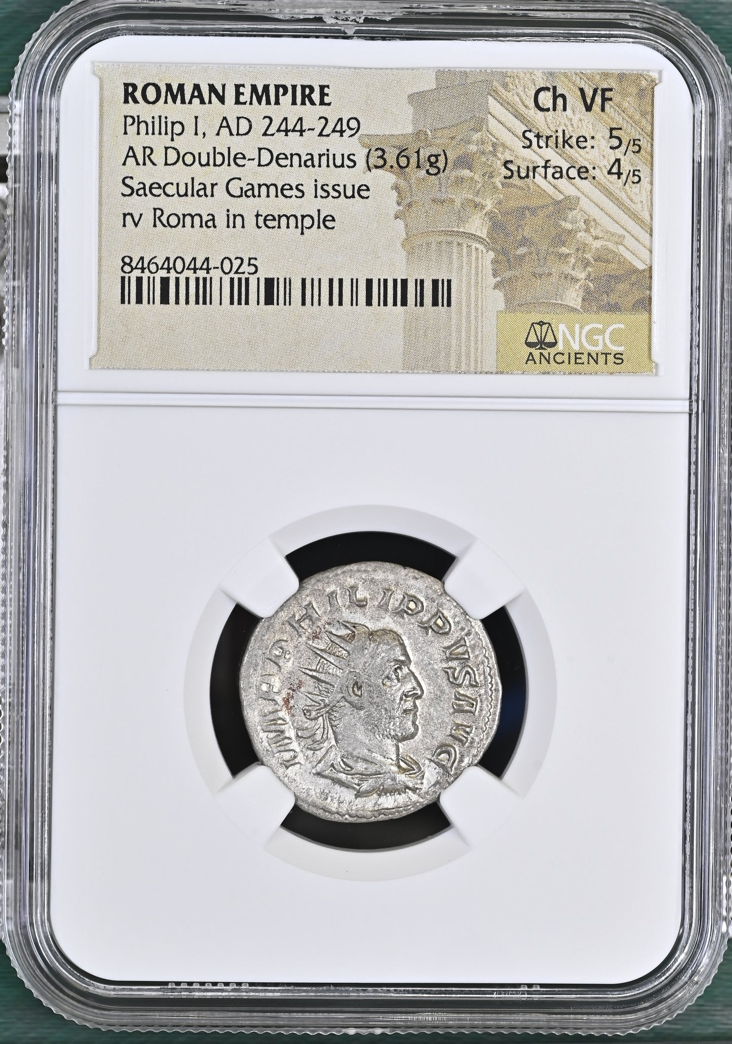 Roman Empire - Philip I - Silver Double-Denarius - NGC Ch VF - RIC:25b