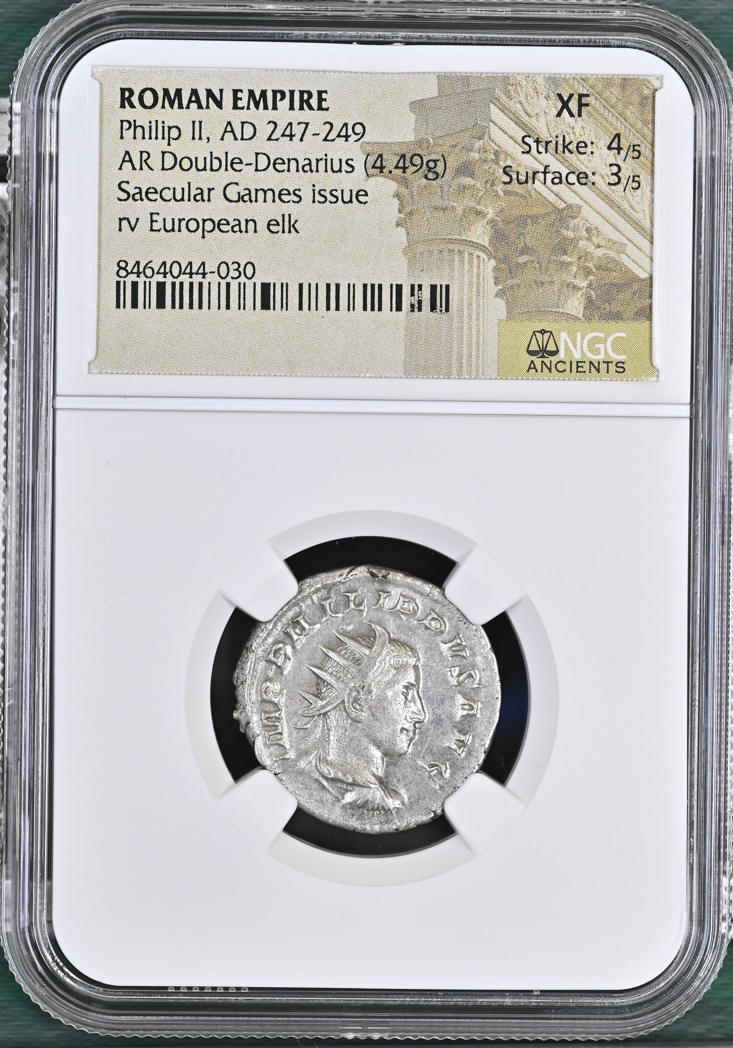 Roman Empire - Philip II - Silver Double-Denarius - NGC XF - RIC:224