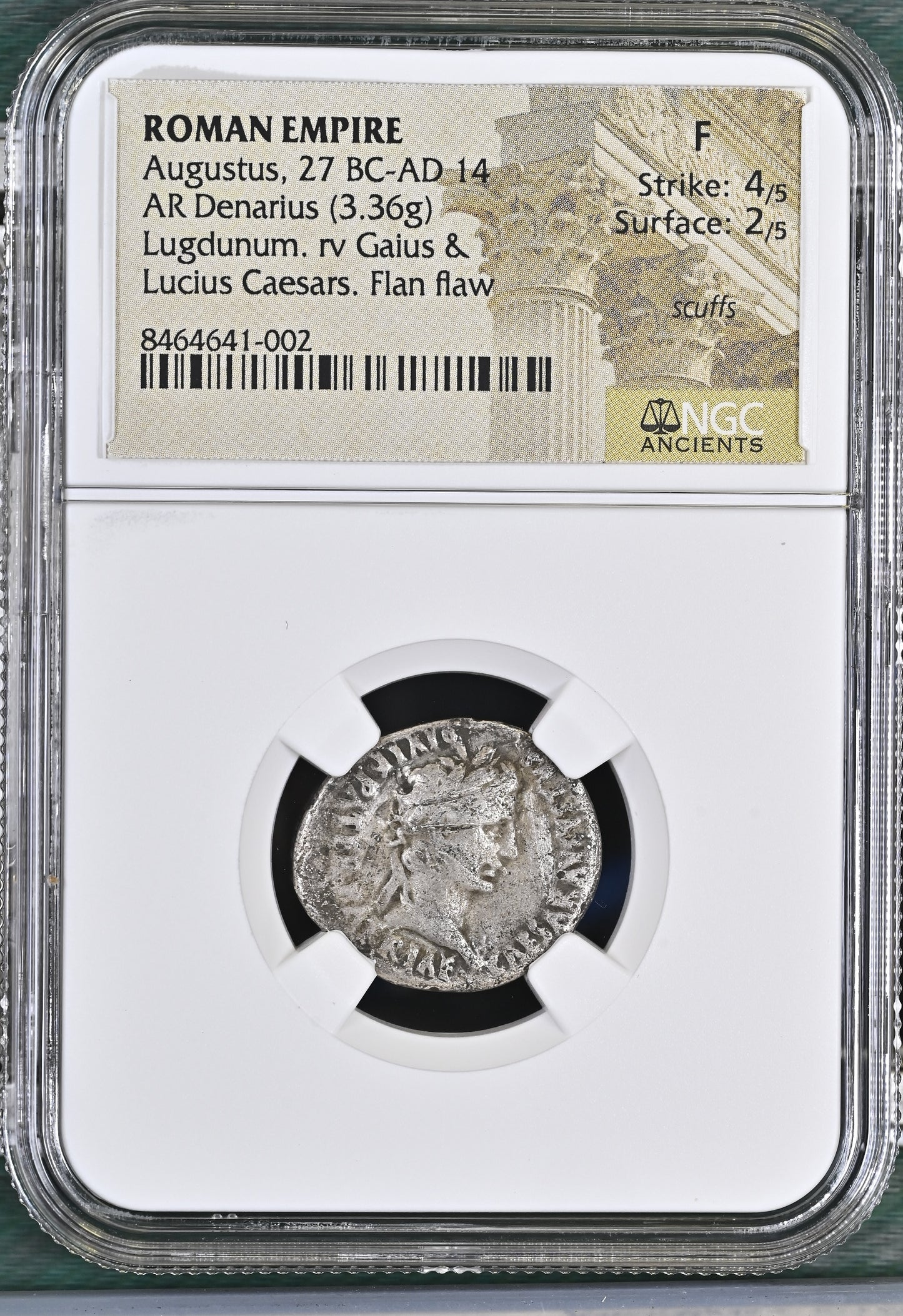 Roman Empire - Augustus - Silver Denarius - NGC F - RIC:207