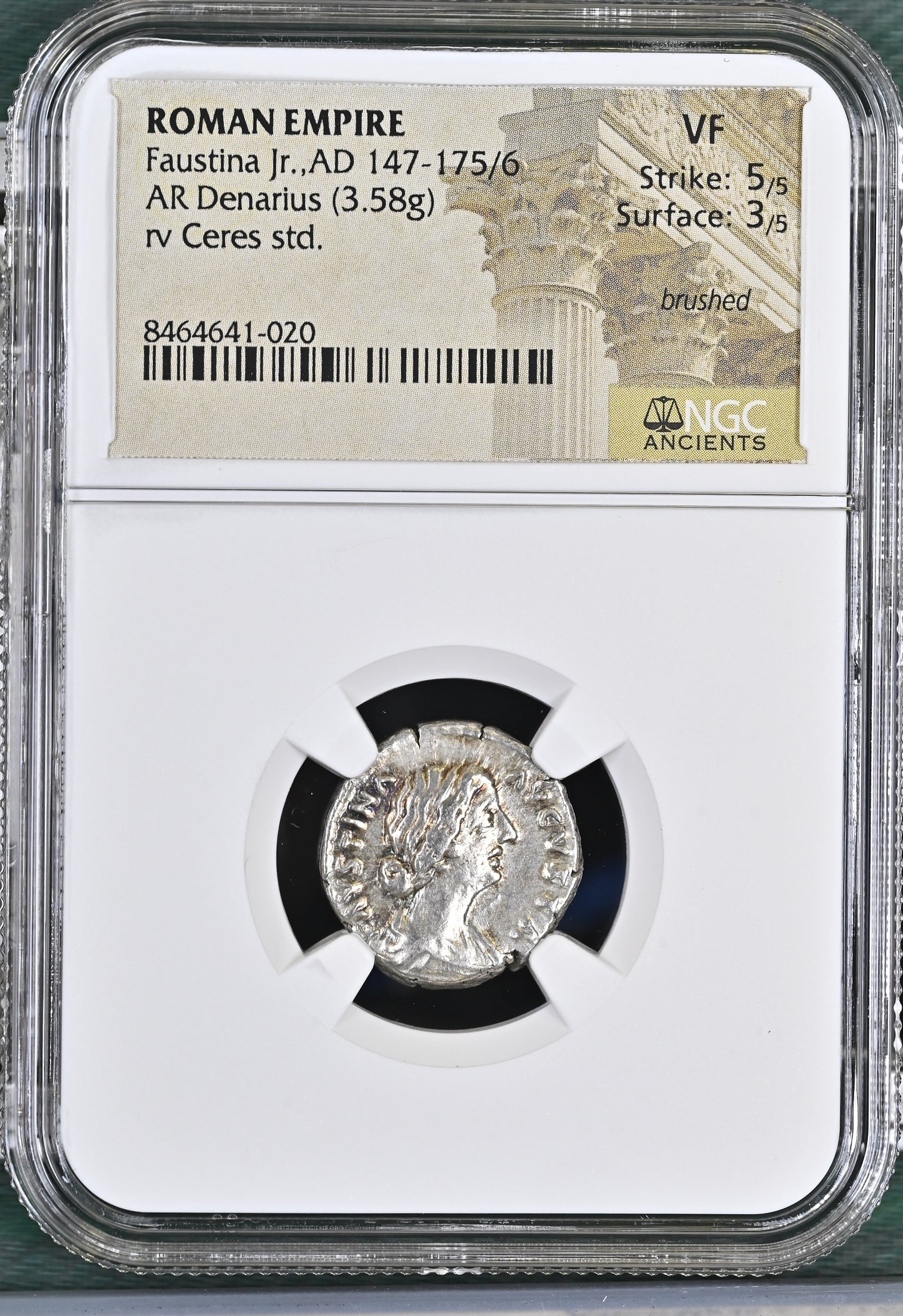 Roman Empire - Faustina II - Silver Denarius - NGC VF