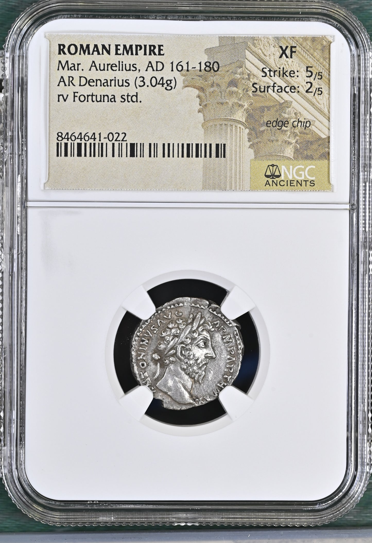 Roman Empire - Marcus Aurelius - Silver Denarius - NGC XF - RIC:185