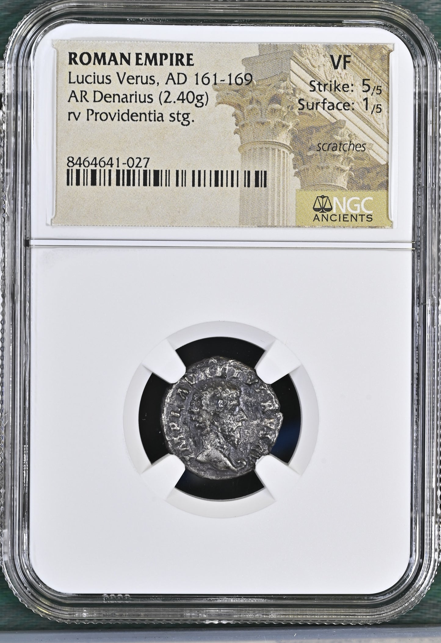 Roman Empire - Lucius Verus - Silver Denarius - NGC VF - RIC:463