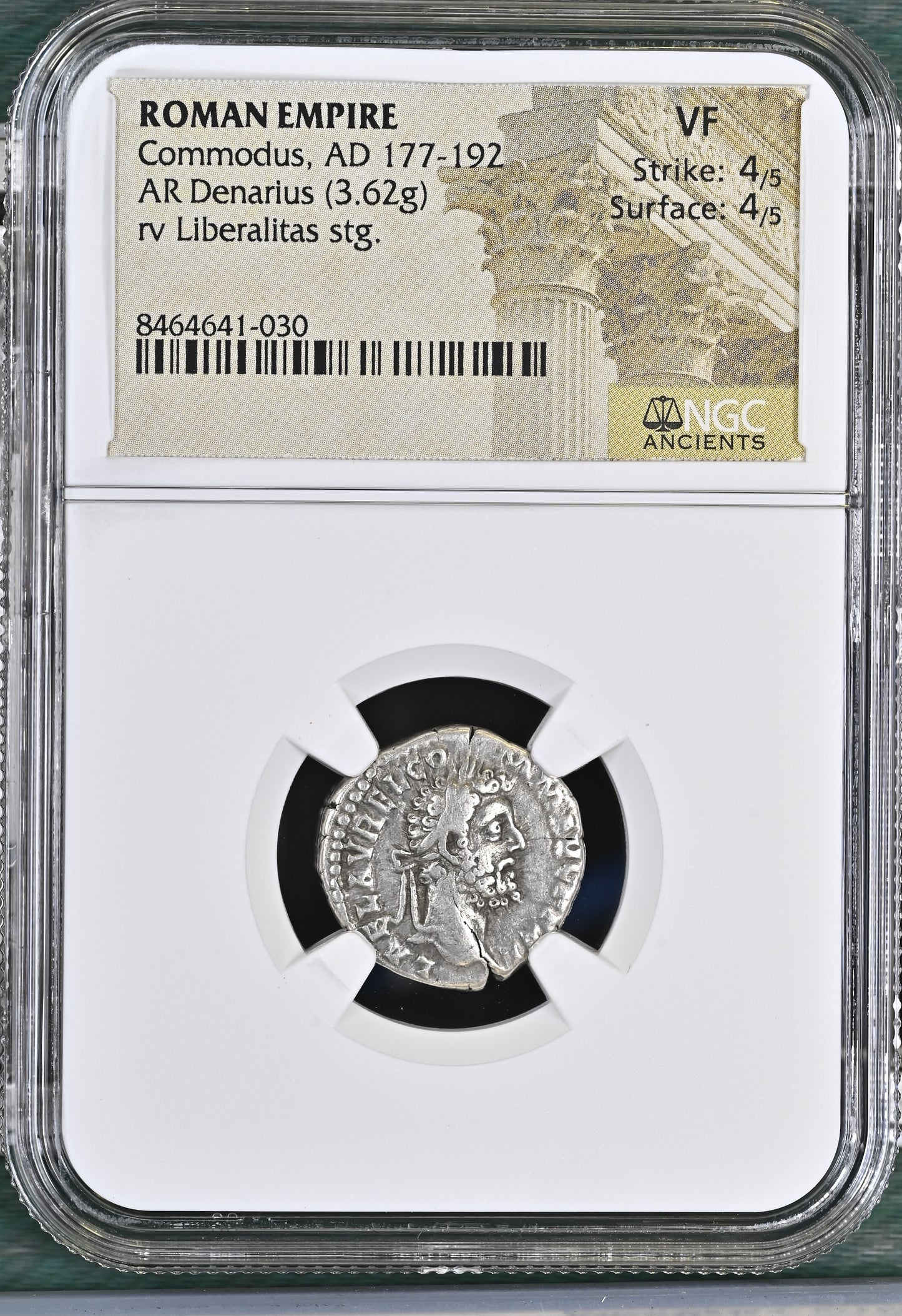 Roman Empire - Commodus - Silver Denarius - NGC VF - RIC:239