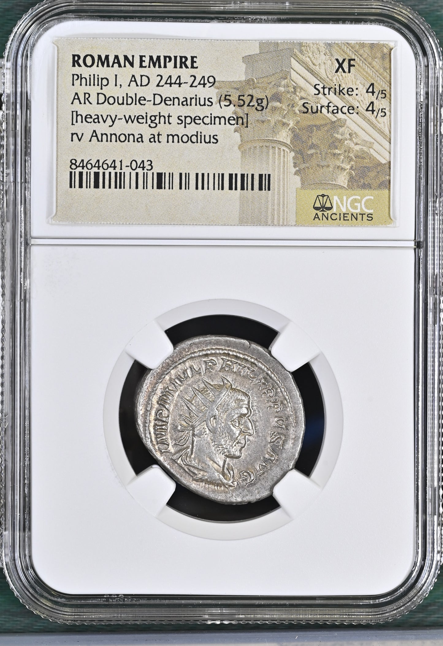 Roman Empire - Philip I - Silver Double-Denarius - NGC XF - RIC:28c - Heavy-Weight Specimen