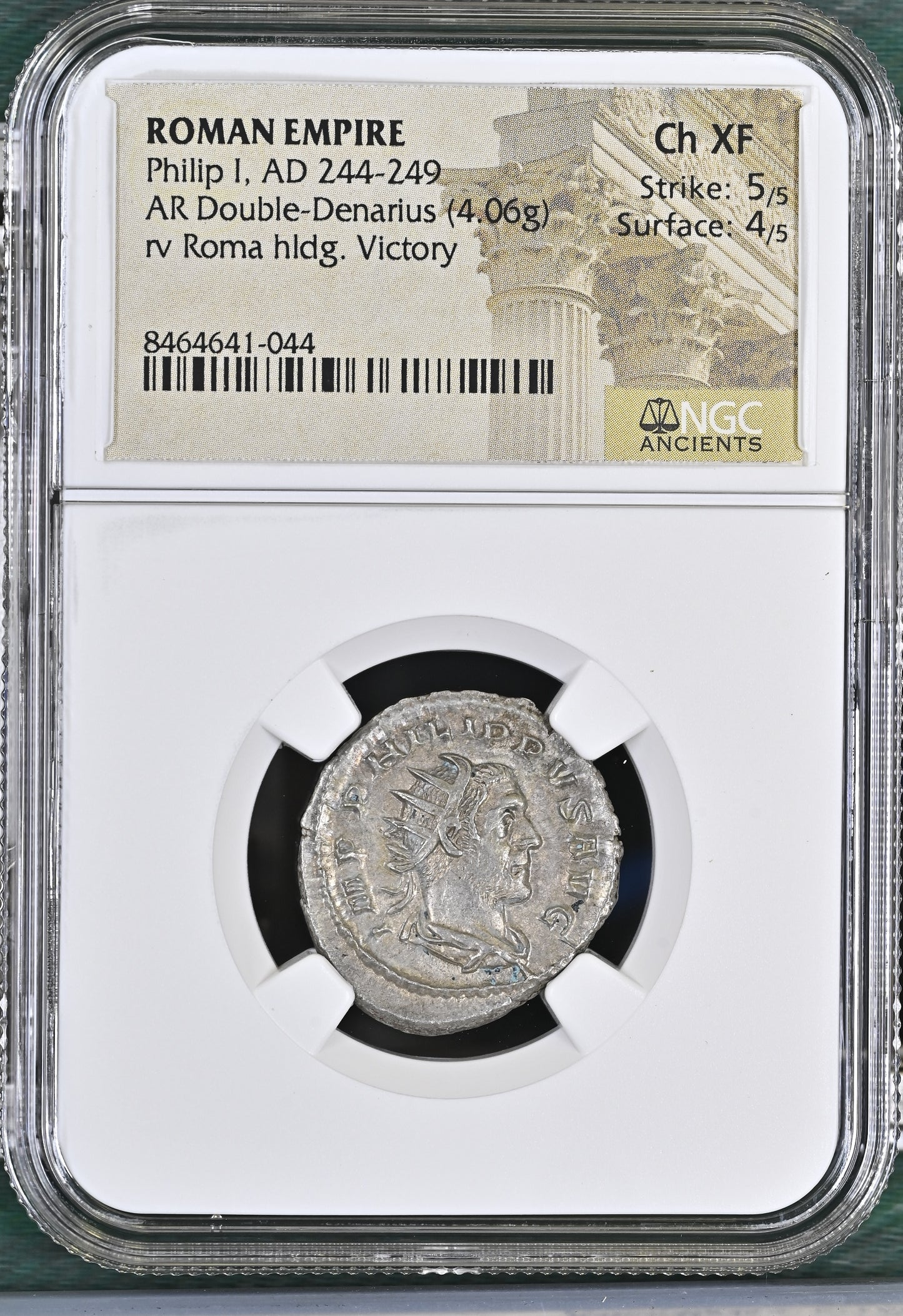 Roman Empire - Philip I - Silver Double-Denarius - NGC Ch XF - RIC:65