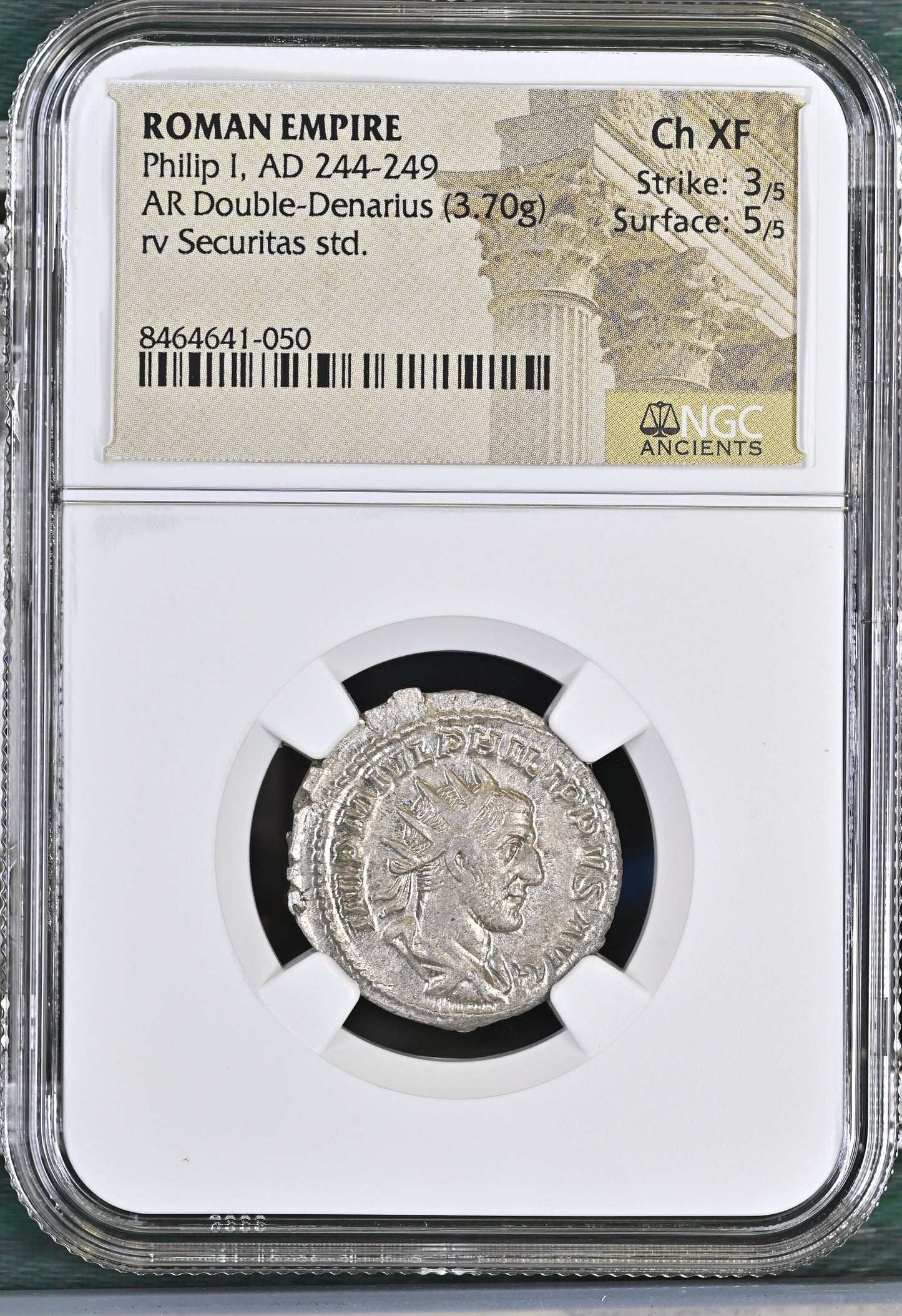 Roman Empire - Philip I - Silver Double-Denarius - NGC Ch XF - RIC:48b