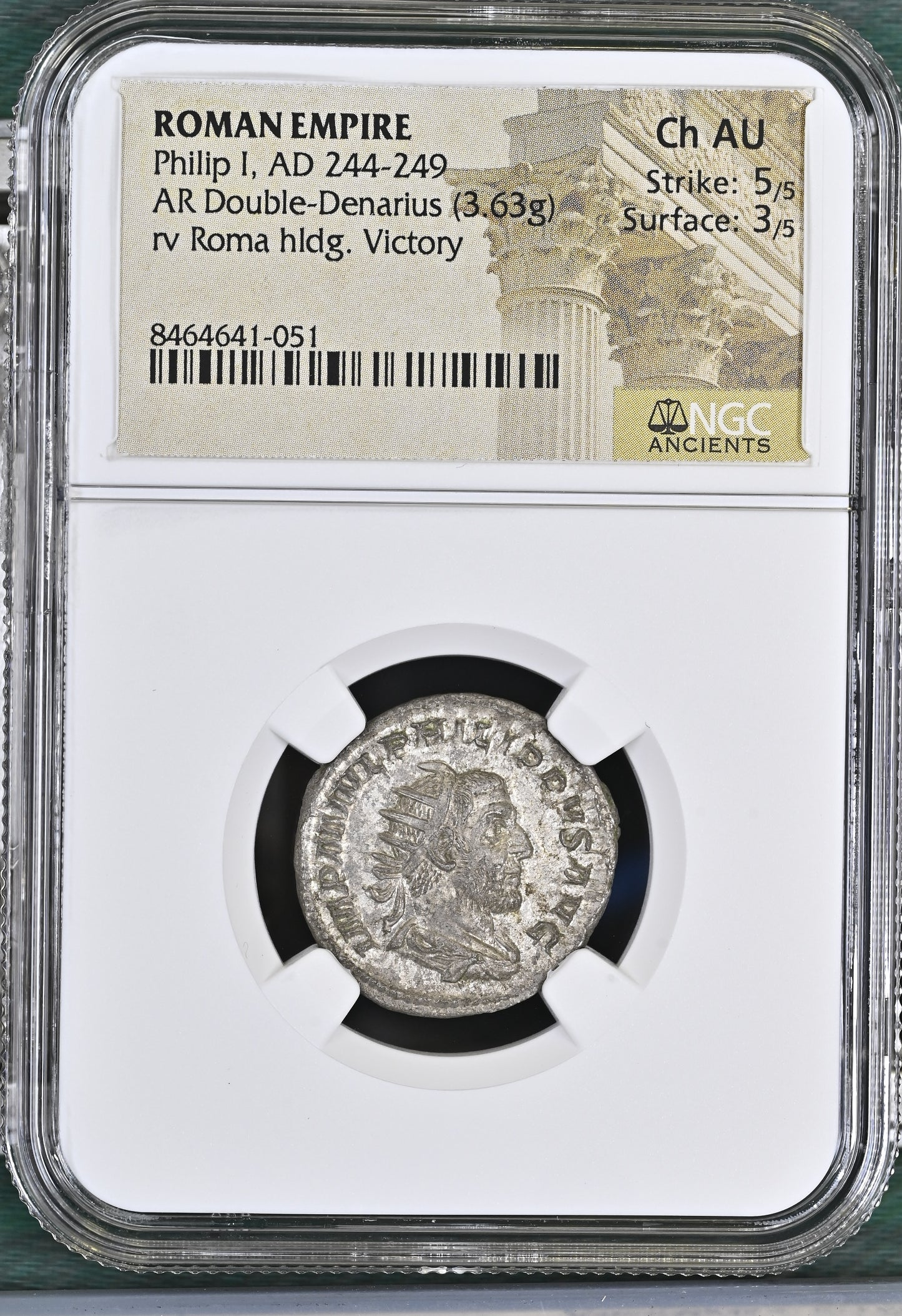 Roman Empire - Philip I - Silver Double-Denarius - NGC Ch AU - RIC:44b