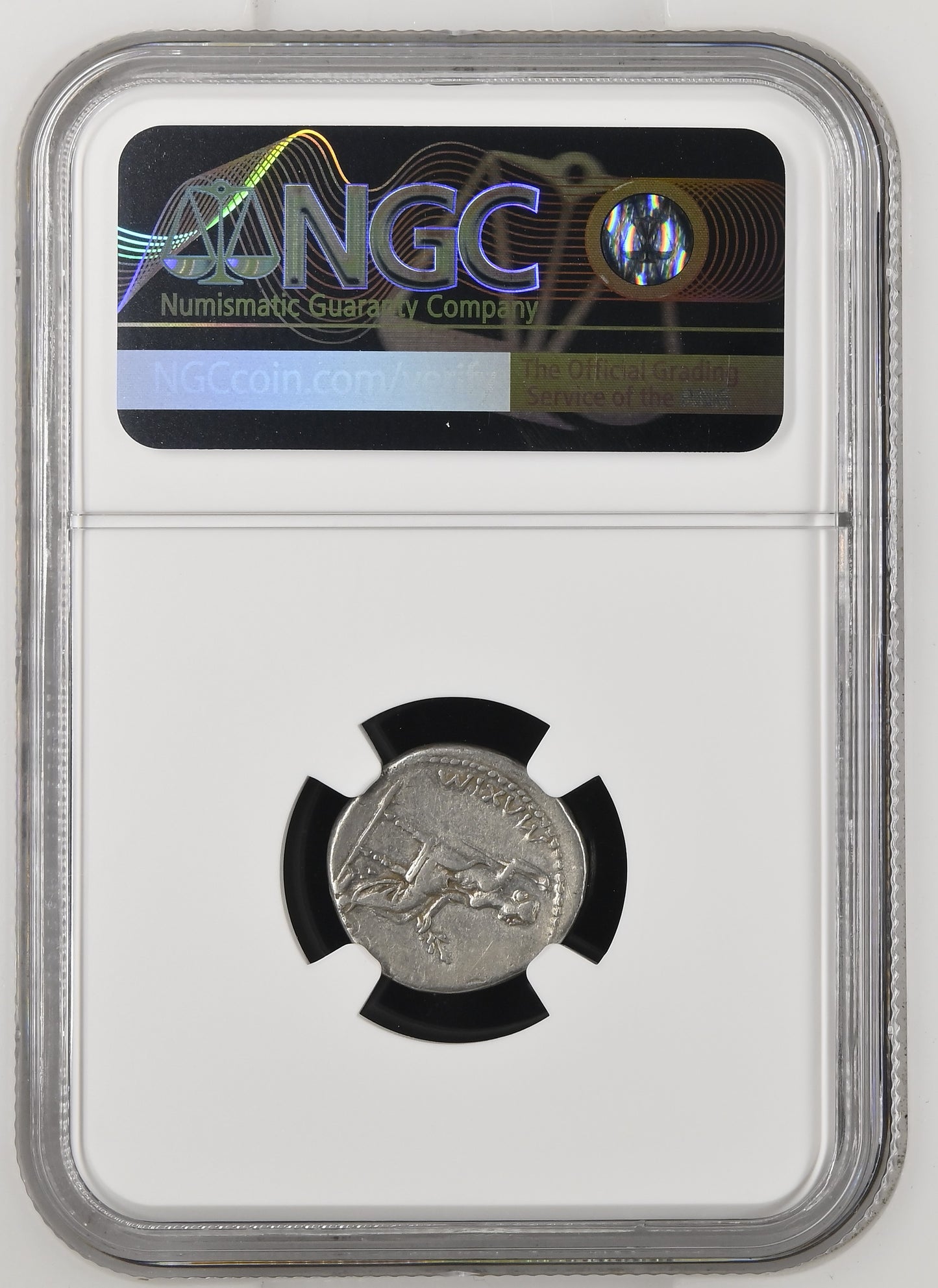 Roman Empire - Tiberius - Silver Denarius - NGC Ch VF - RIC:30