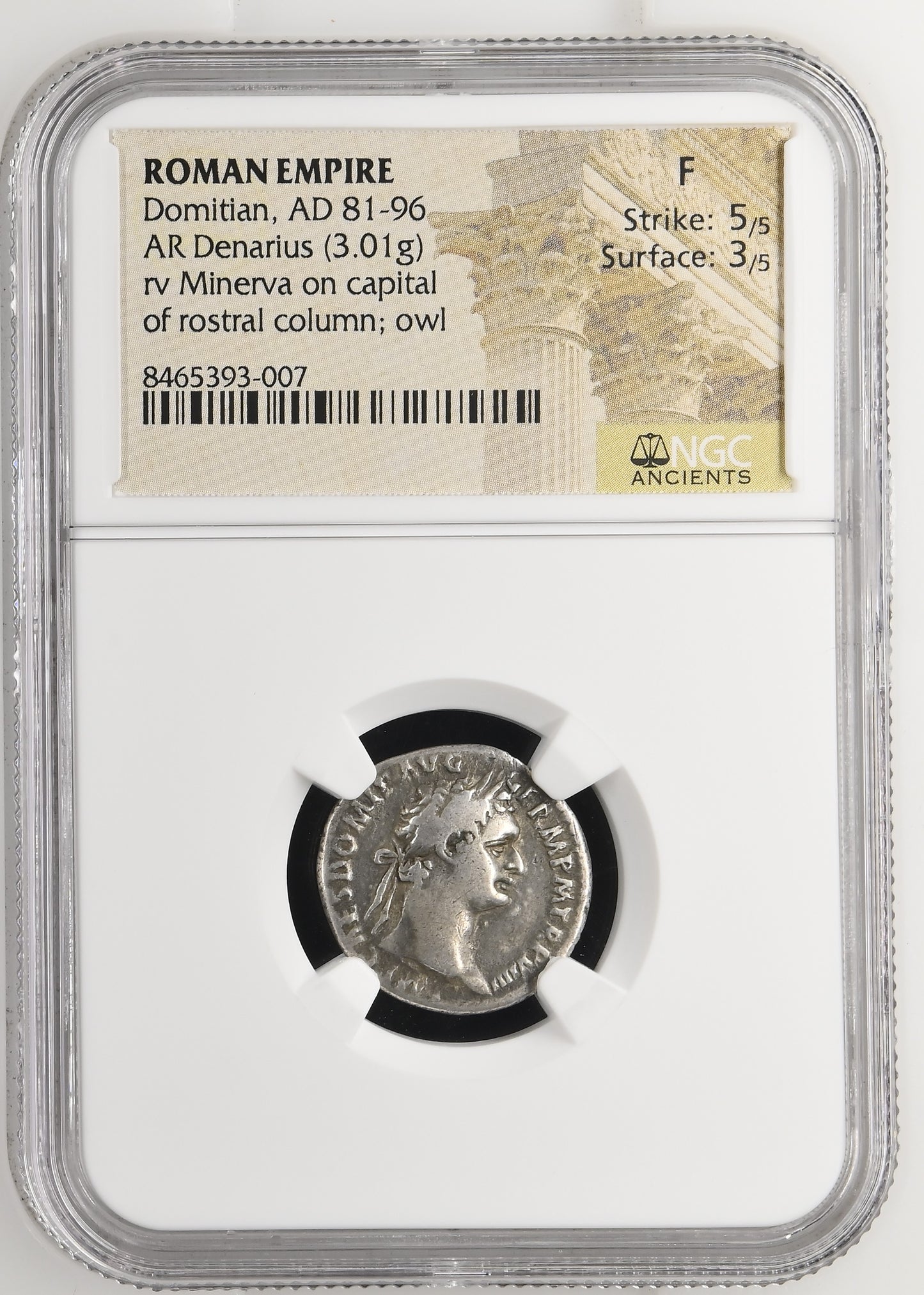 Roman Empire - Domitian - Silver Denarius - NGC F - RIC:686