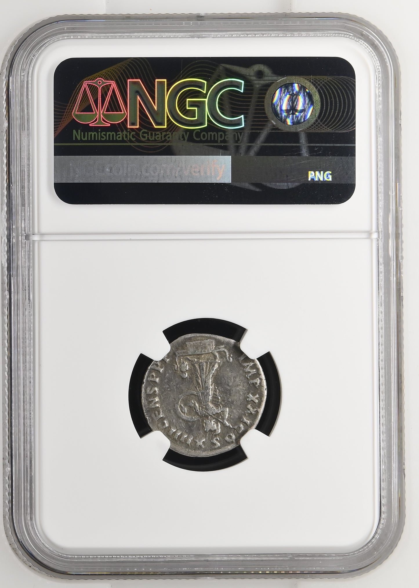 Roman Empire - Domitian - Silver Denarius - NGC F - RIC:686