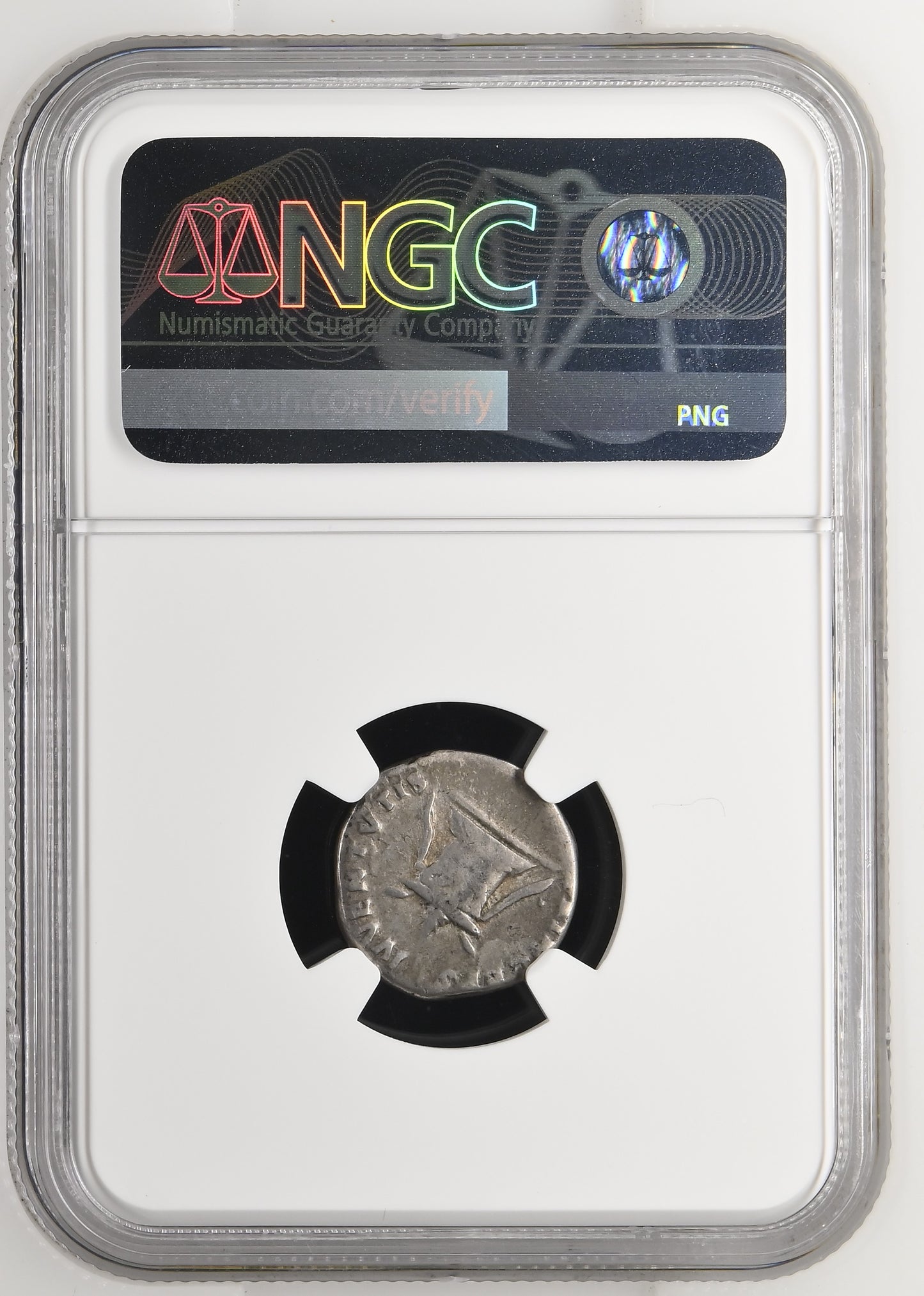 Roman Empire - Domitian - Silver Denarius - NGC Ch F - RIC:266