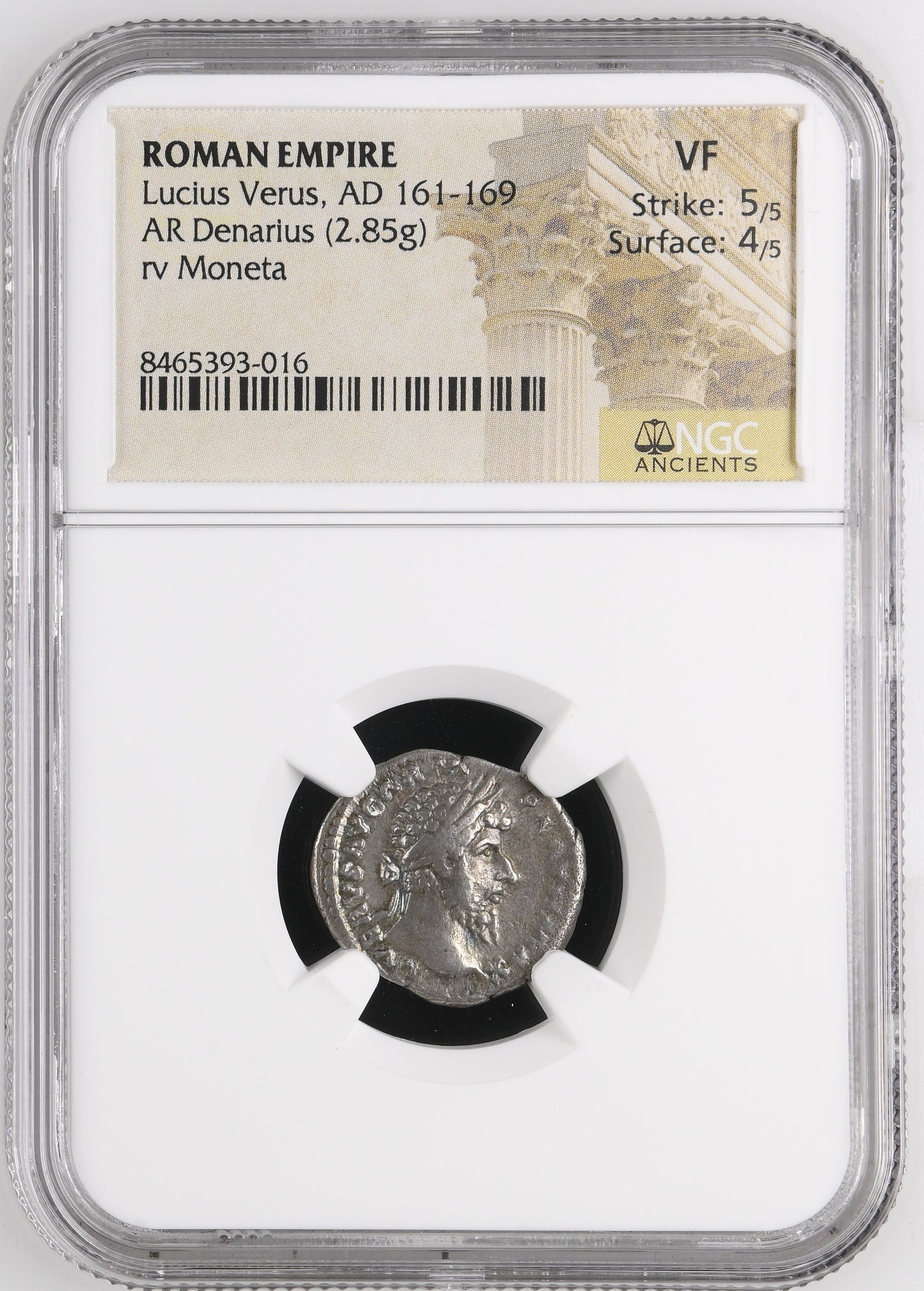 Roman Empire - Lucius Verus - Silver Denarius - NGC VF - RIC:576