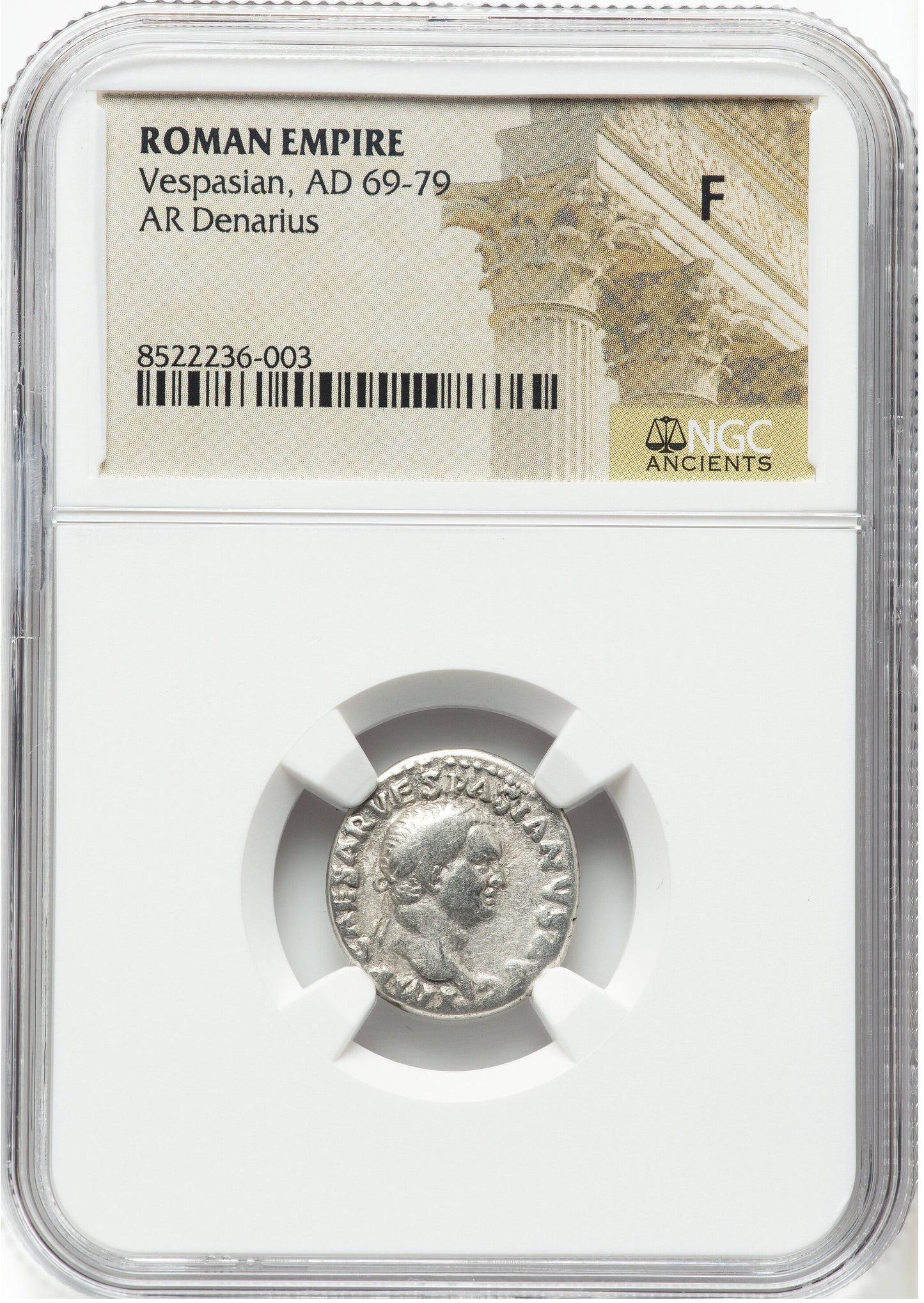 Roman Empire - Vespasian - Silver Denarius - NGC F