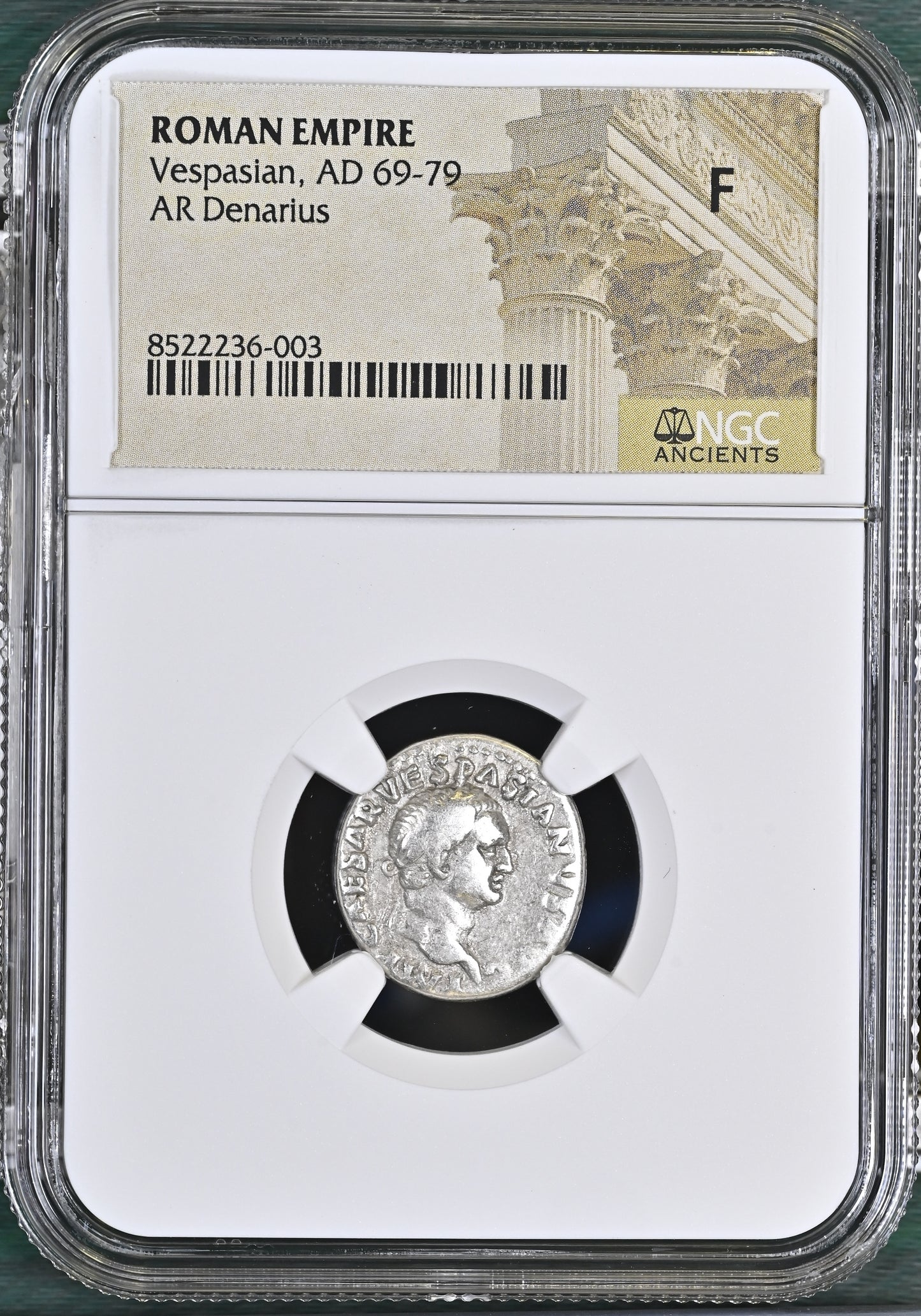 Roman Empire - Vespasian - Silver Denarius - NGC F