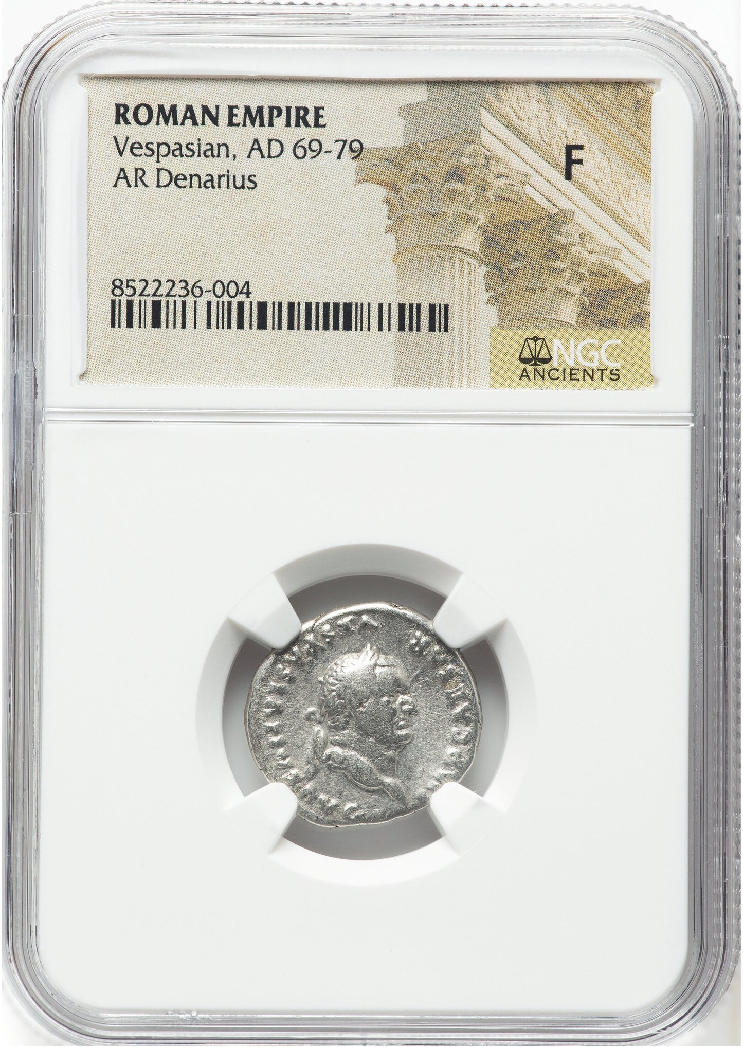 Roman Empire - Vespasian - Silver Denarius - NGC F