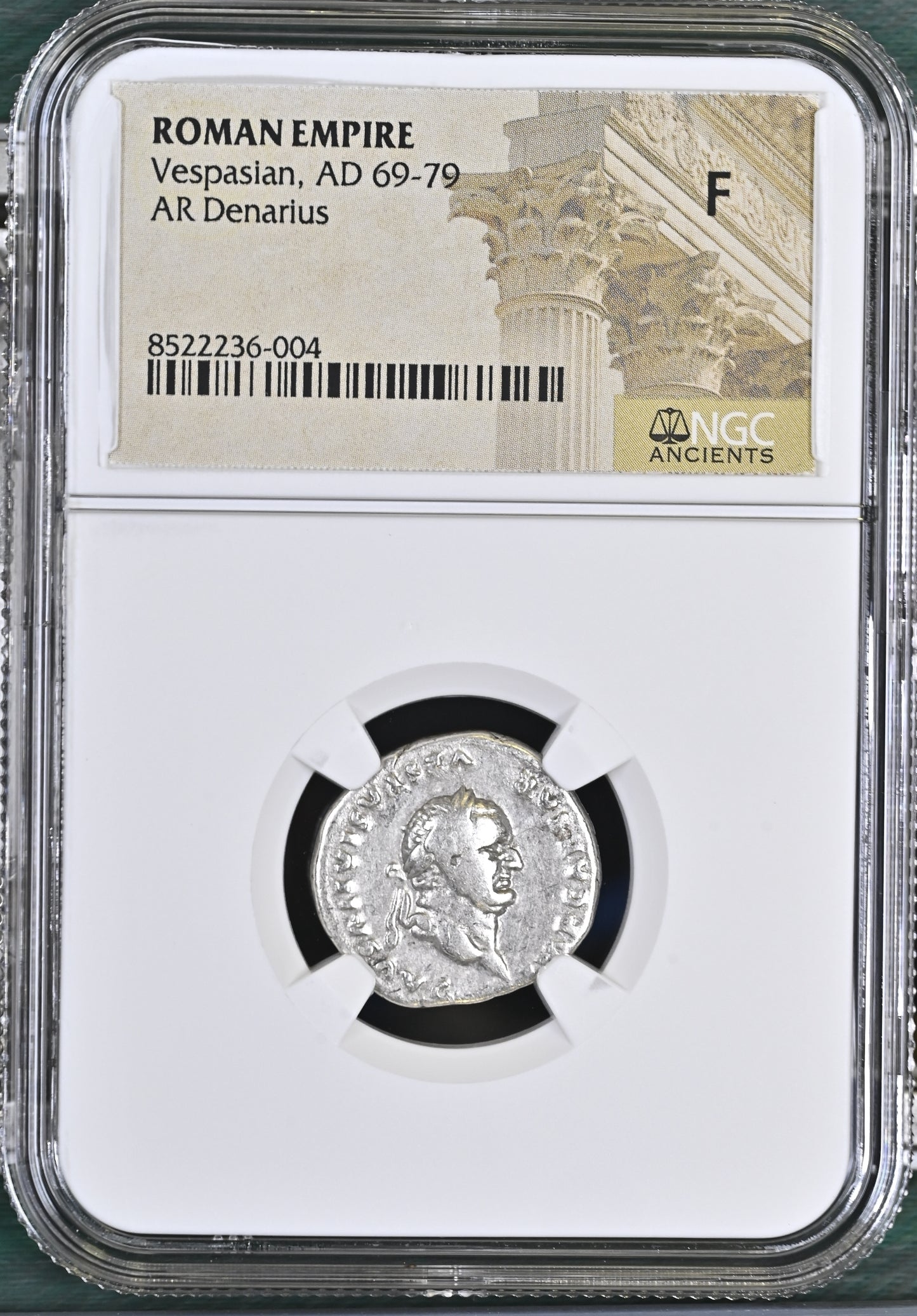 Roman Empire - Vespasian - Silver Denarius - NGC F