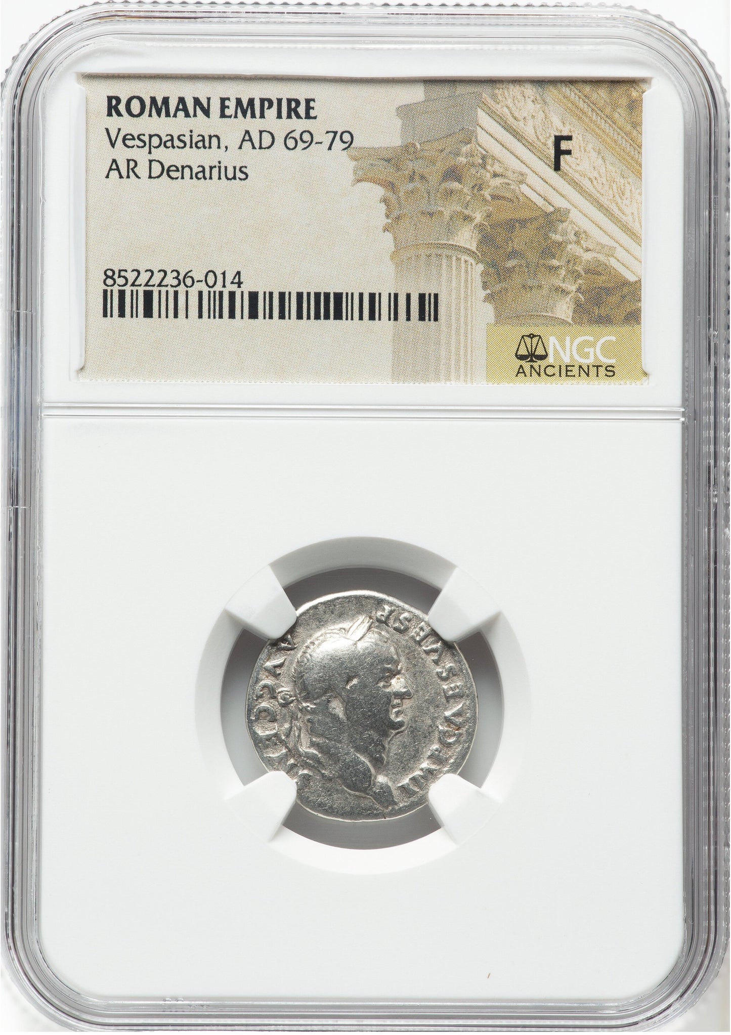 Roman Empire - Vespasian - Silver Denarius - NGC F