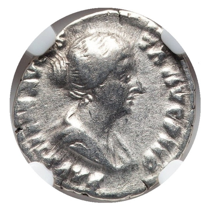 Roman Empire - Faustina II - Silver Denarius - NGC VF - RIC:508a - Golden Age Hoard