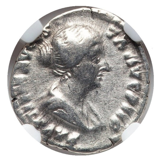 Roman Empire - Faustina II - Silver Denarius - NGC VF - RIC:508a - Golden Age Hoard