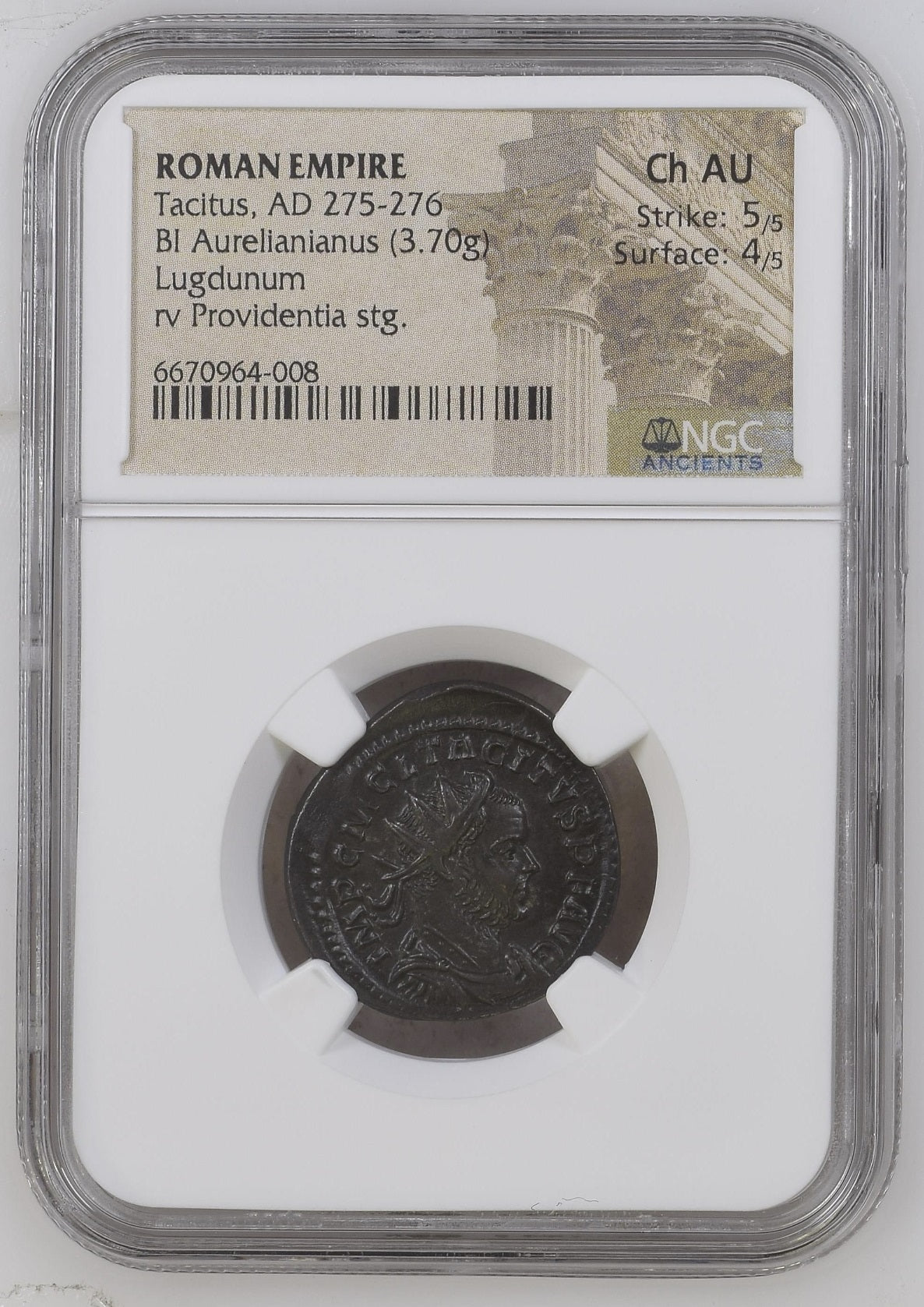 Roman Empire - Tacitus - Billon Aurelianianus - NGC Ch AU - RIC:48