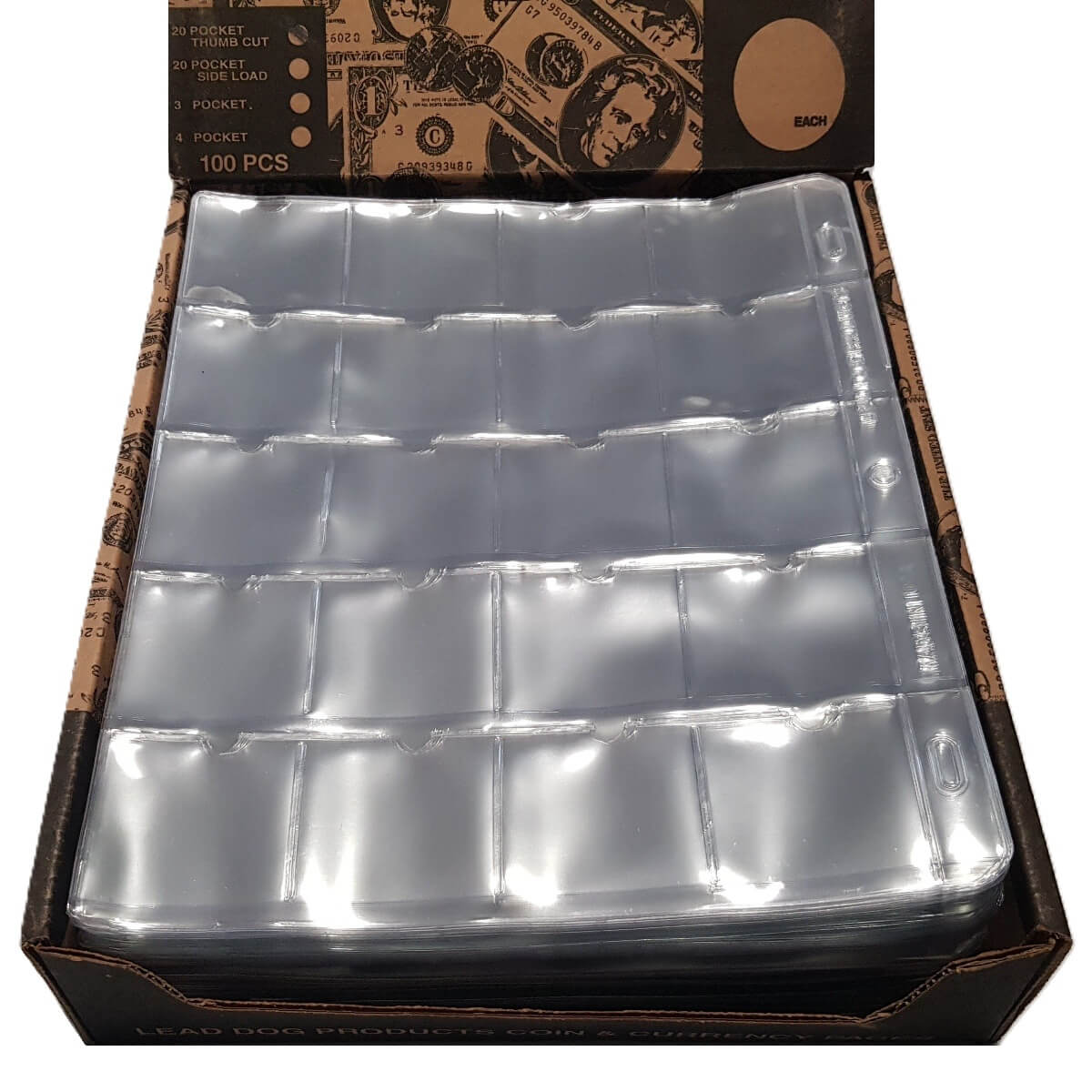 20 Pockets Notebook Pages for 2x2 Coin Flips - 5pcs