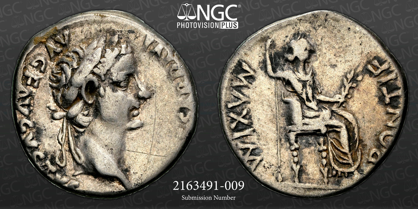 Roman Empire - Tiberius - Silver Denarius - NGC VF - RIC:30