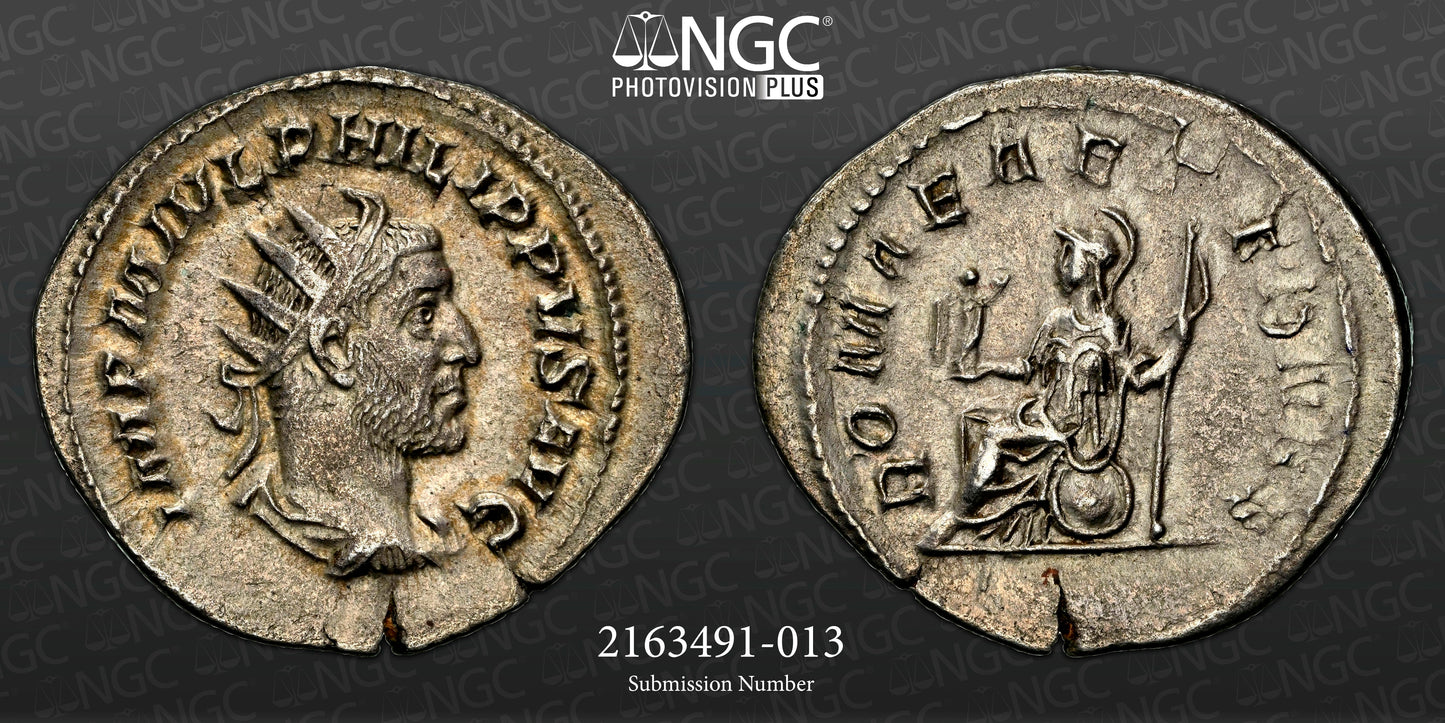 Roman Empire - Philip I - Silver Double-Denarius - NGC Ch XF - RIC:44b