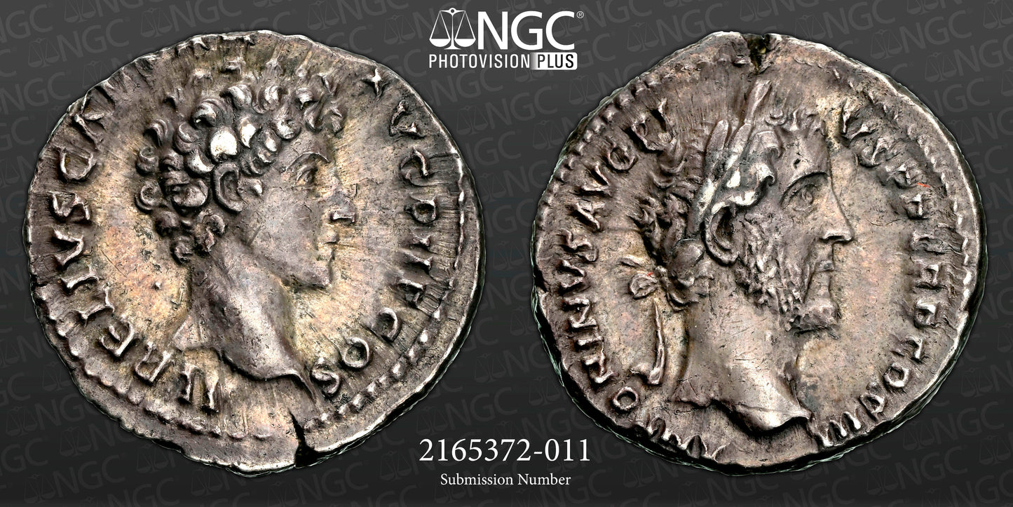 Roman Empire - Antoninus Pius - Silver Denarius - NGC Ch XF - Marcus Aurelius