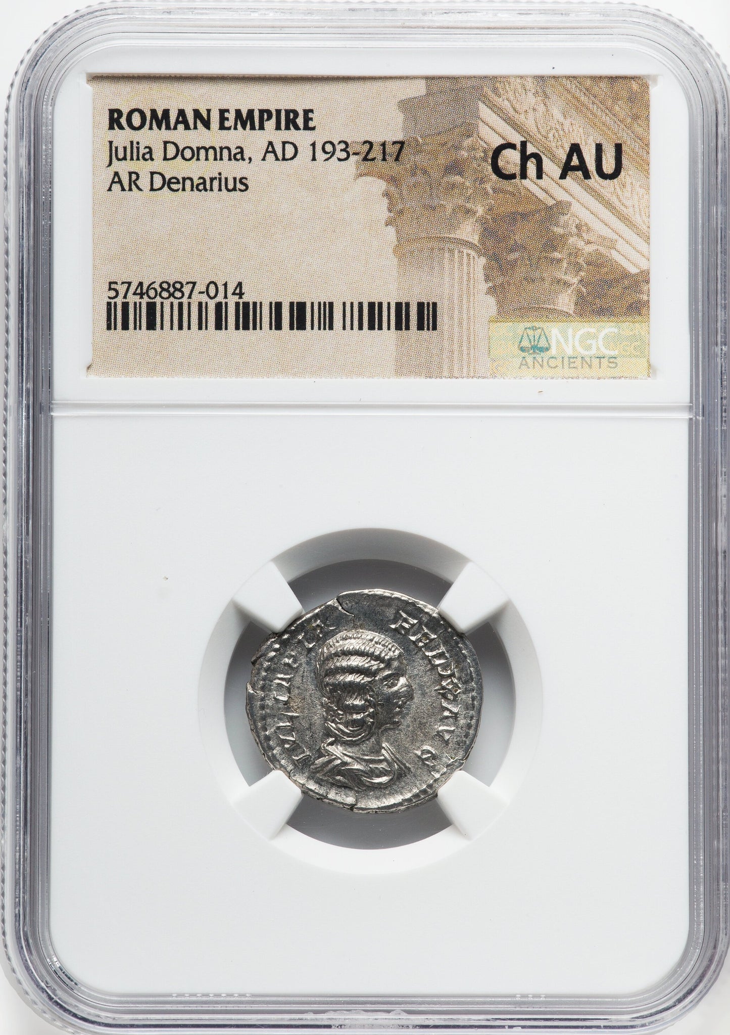 Roman Empire - Julia Domna - Silver Denarius - NGC Ch AU - RIC:388c