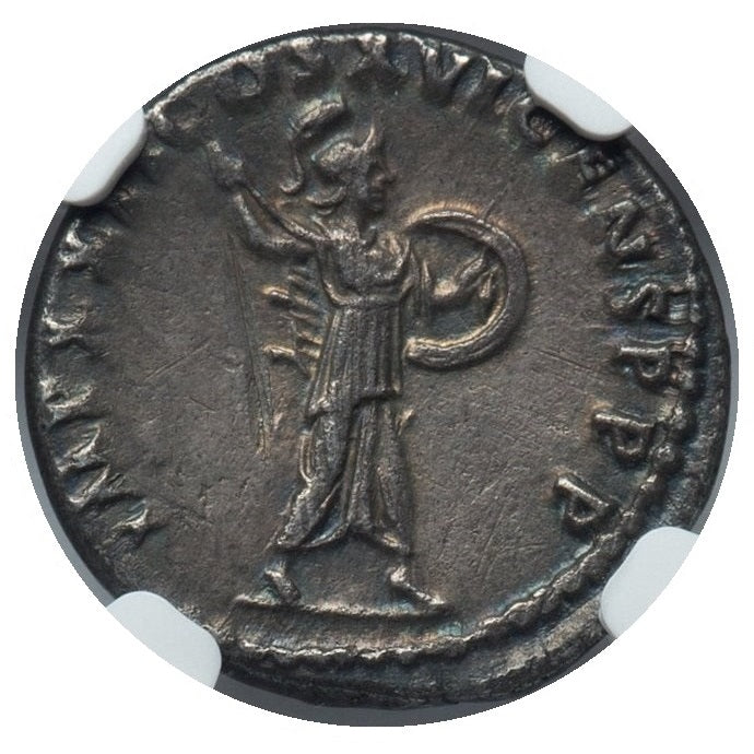 Roman Empire - Domitian - Silver Denarius - NGC XF - RIC:739
