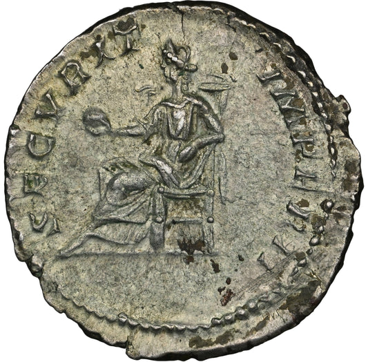 Roman Empire - Geta - Silver Denarius - NGC Ch AU - RIC:20b