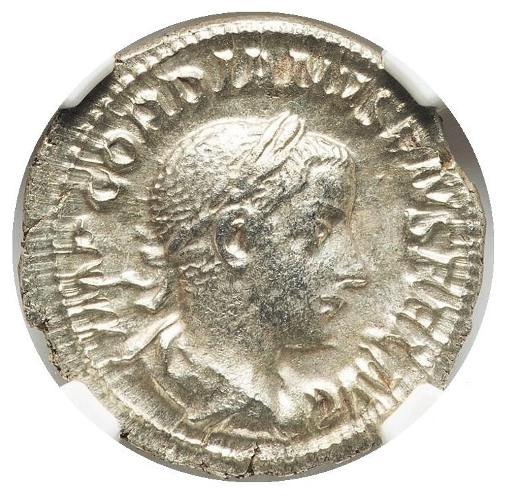 Roman Empire - Gordian III - Silver Denarius - NGC MS - RIC:127