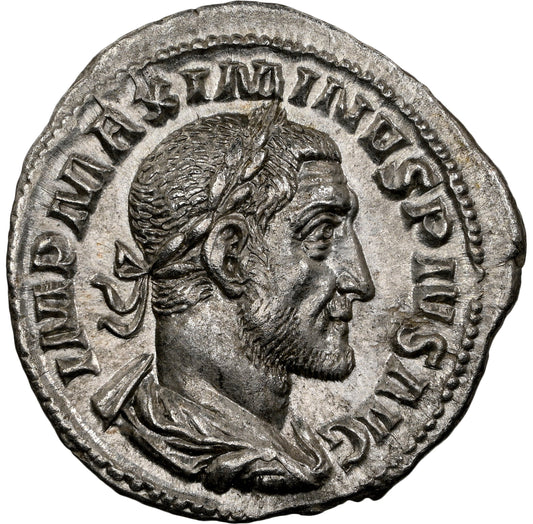 Roman Empire - Maximinus I - Silver Denarius - NGC Ch AU