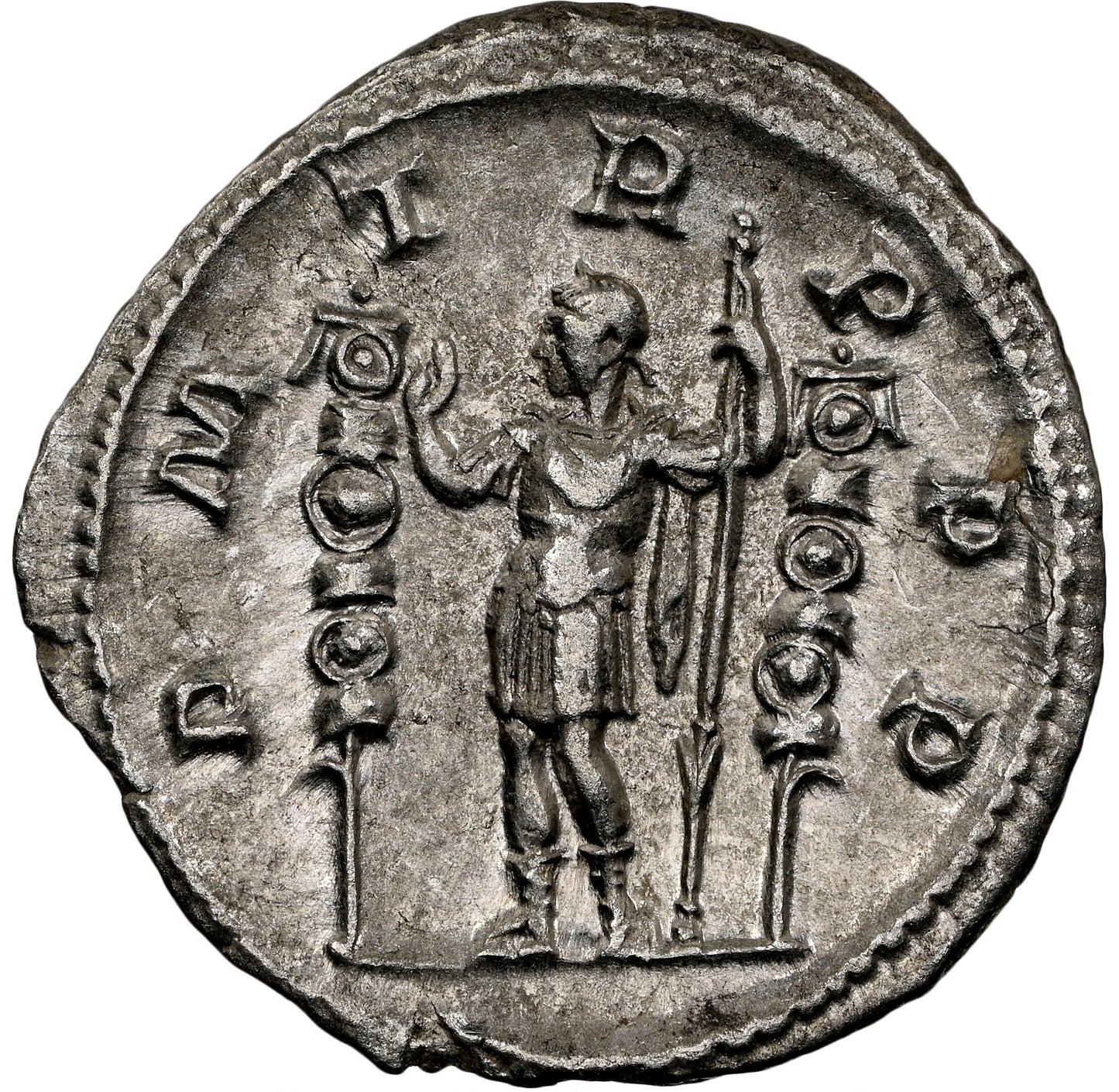 Roman Empire - Maximinus I - Silver Denarius - NGC Ch AU