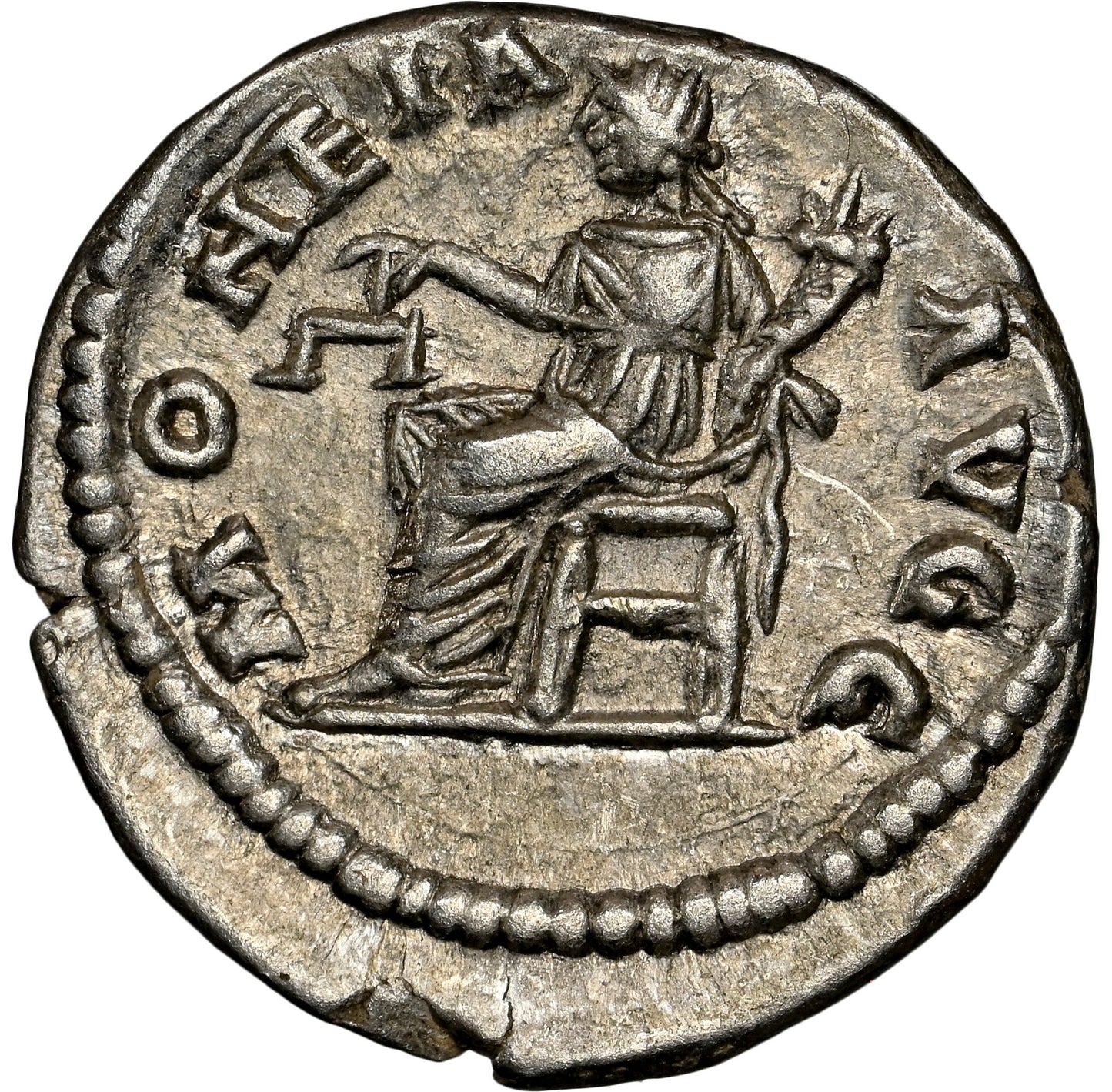 Roman Empire - Septimius Severus - Silver Denarius - NGC AU - RIC:510a