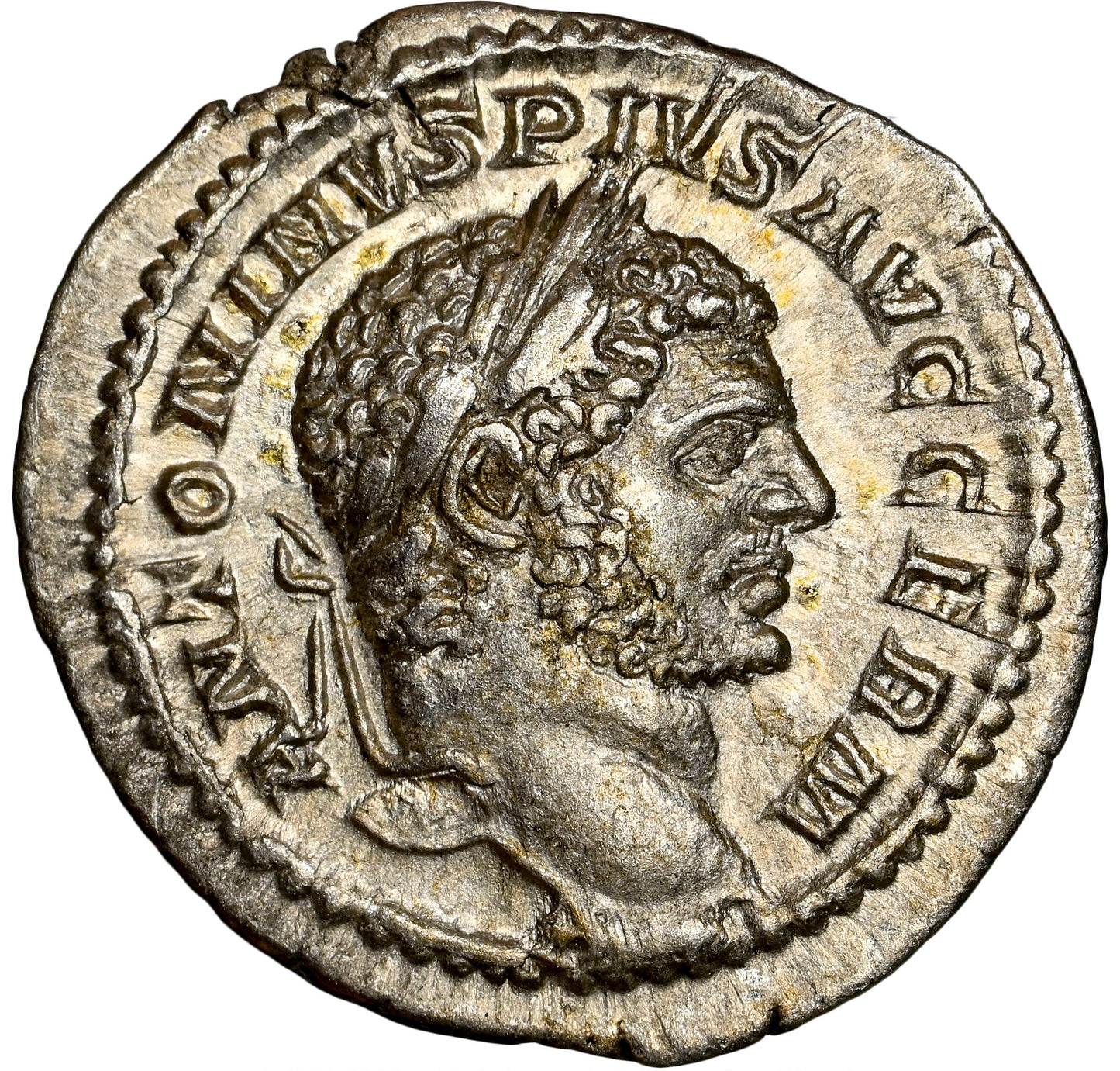 Roman Empire - Caracalla - Silver Denarius - NGC AU - RIC:275a