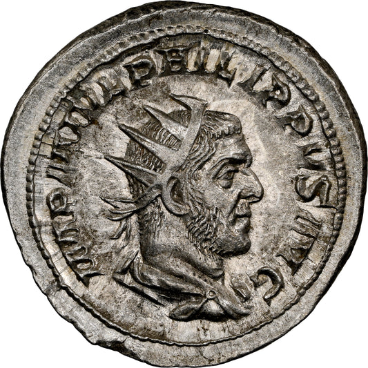 Roman Empire - Philip I - Silver Double-Denarius - NGC Ch XF - RIC:27b