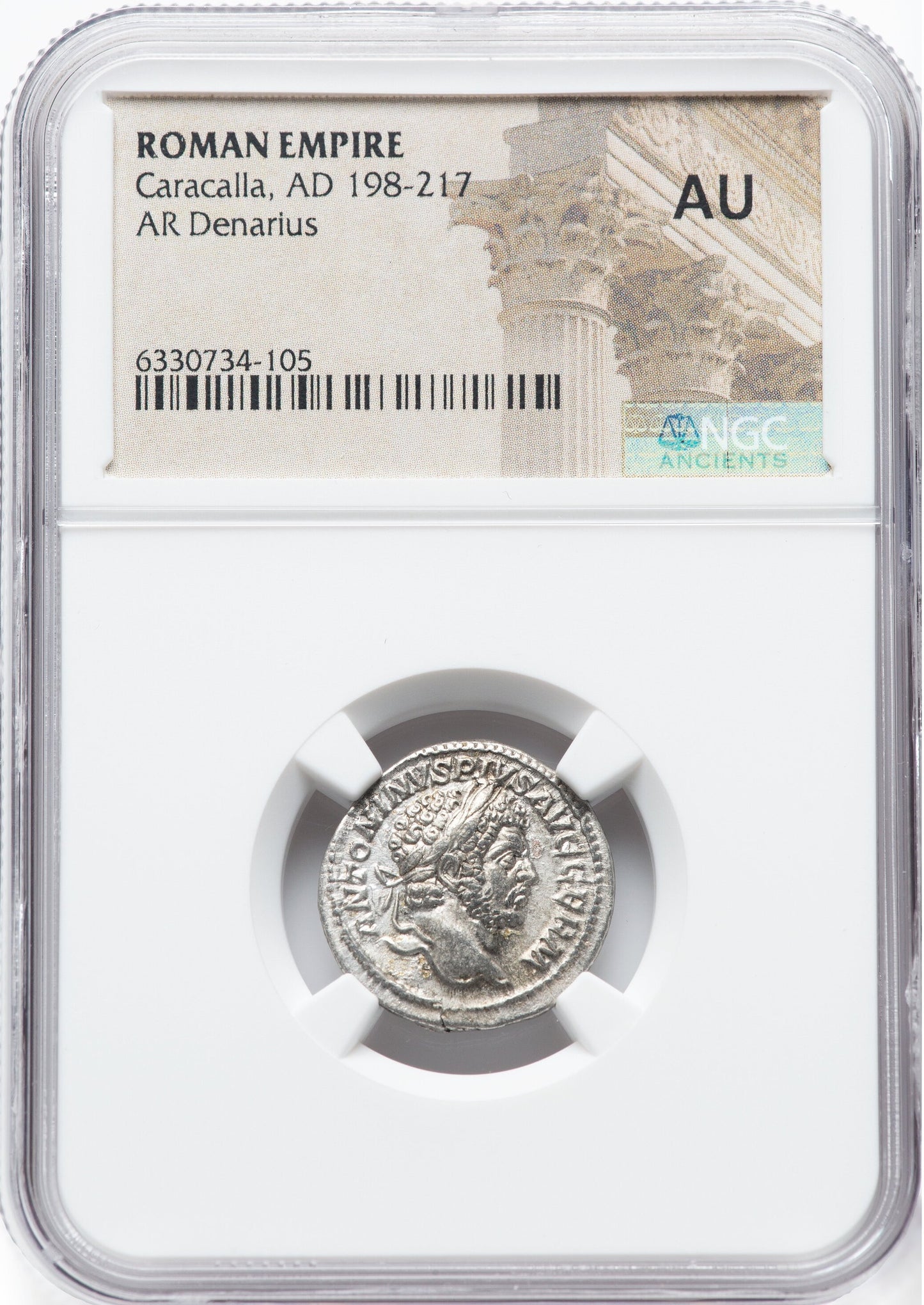 Roman Empire - Caracalla - Silver Denarius - NGC AU