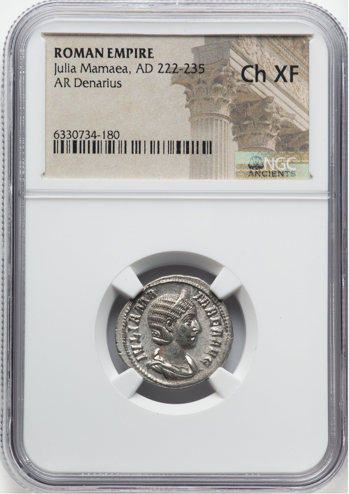 Roman Empire - Julia Mamaea - Silver Denarius - NGC Ch XF - RIC:334