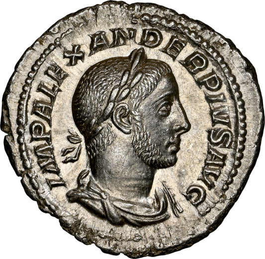 Roman Empire - Severus Alexander - Silver Denarius - NGC Ch AU