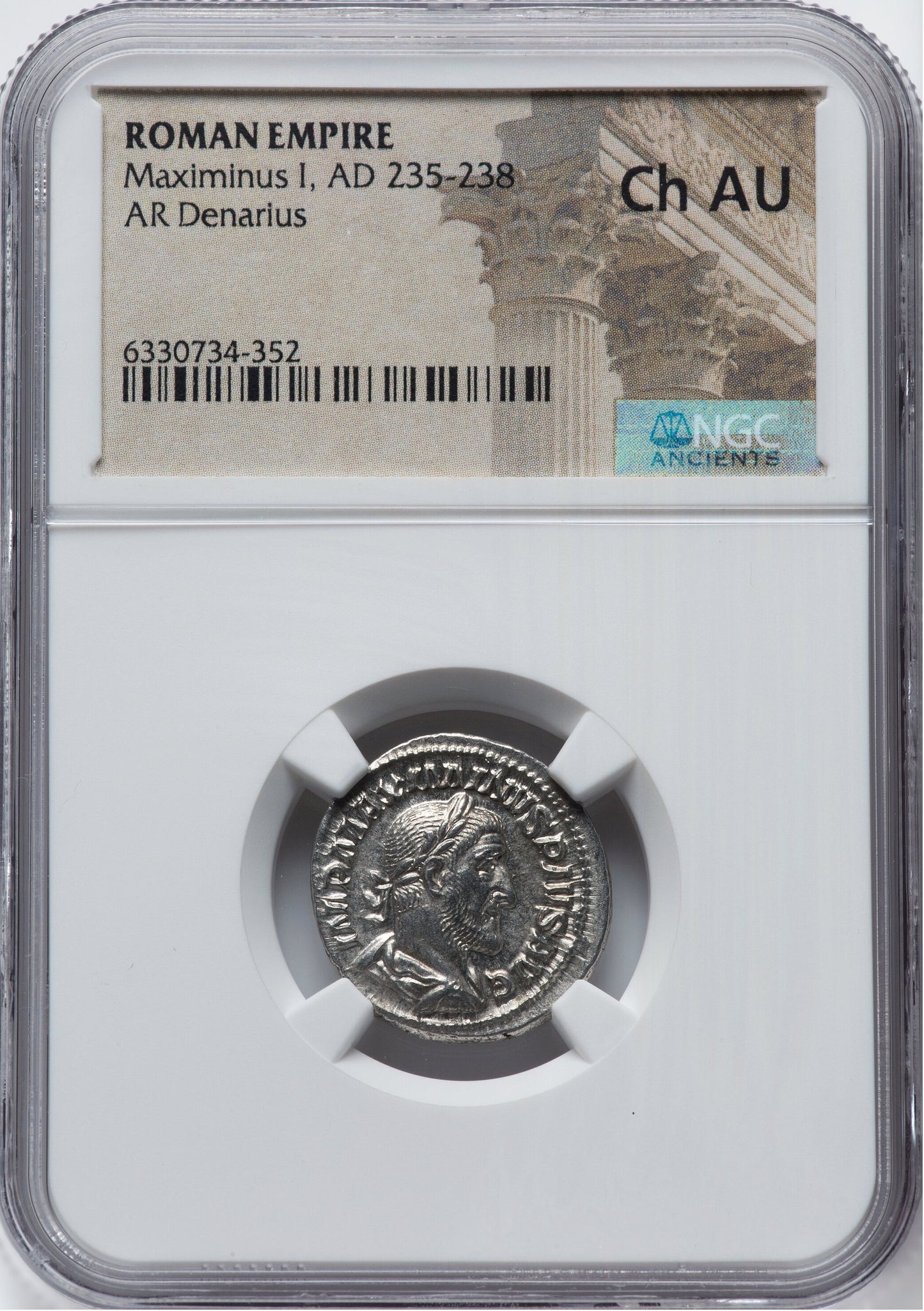 Roman Empire - Maximinus I - Silver Denarius - NGC Ch AU - RIC:3