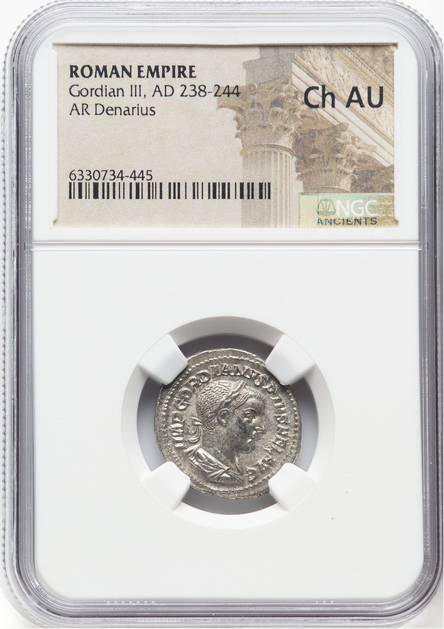 Roman Empire - Gordian III - Silver Denarius - NGC Ch AU