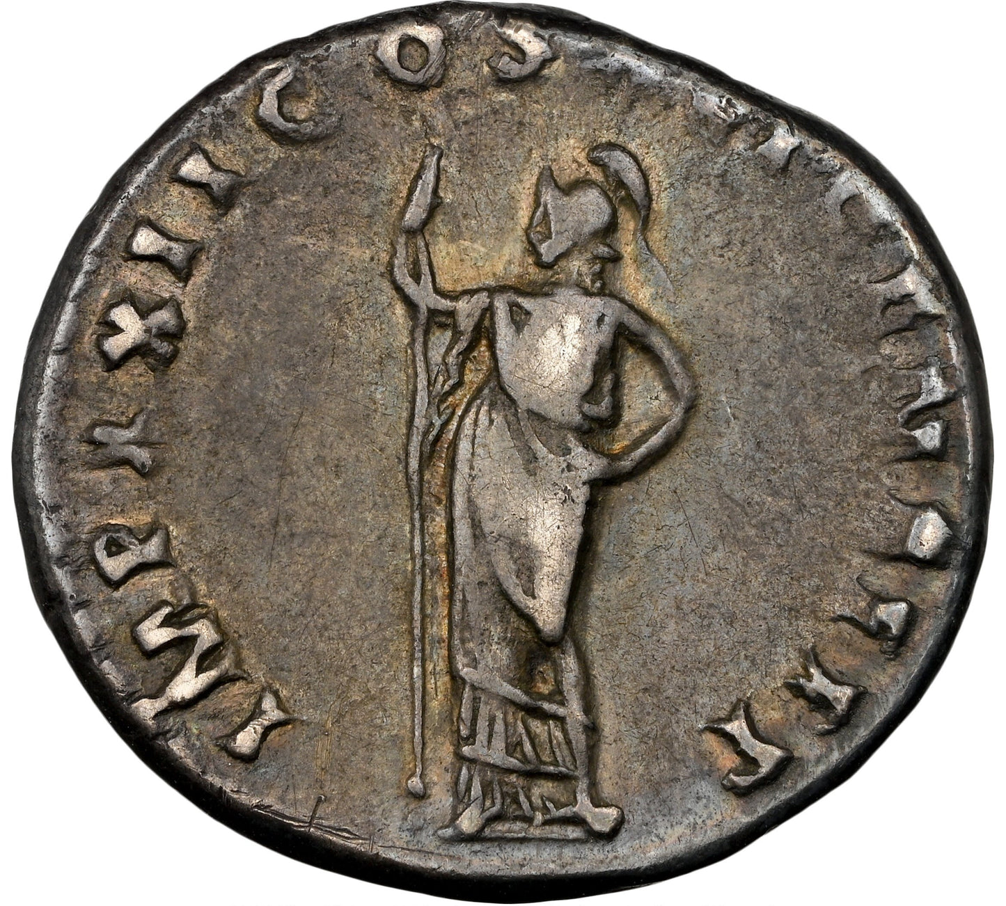 Roman Empire - Domitian - Silver Denarius - NGC Ch VF - RIC:742