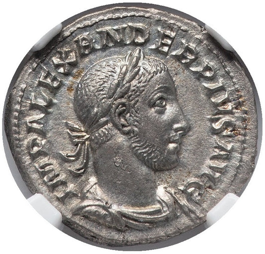Roman Empire - Severus Alexander - Silver Denarius - NGC Ch AU - RIC:246